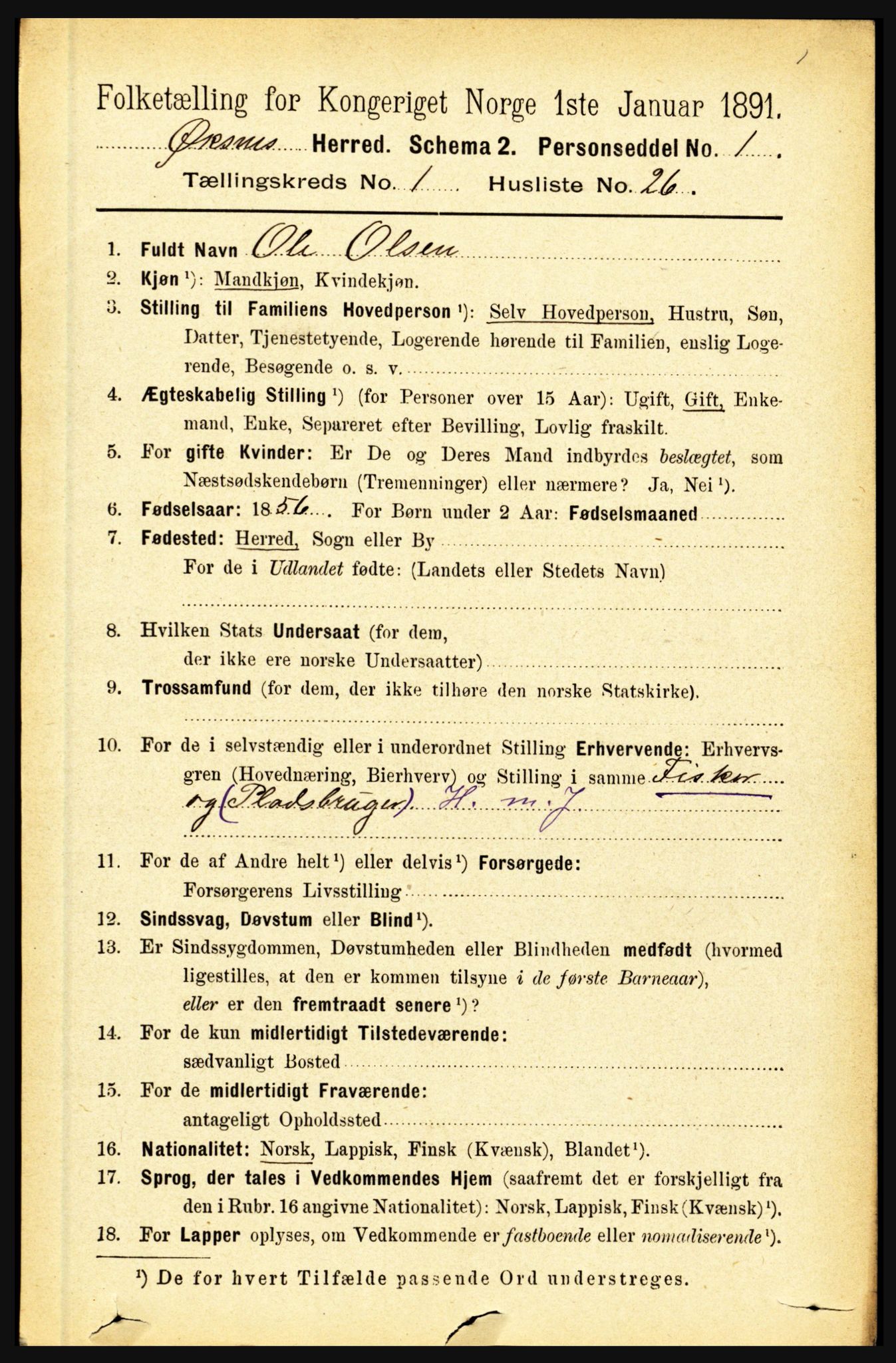 RA, 1891 census for 1868 Øksnes, 1891, p. 277