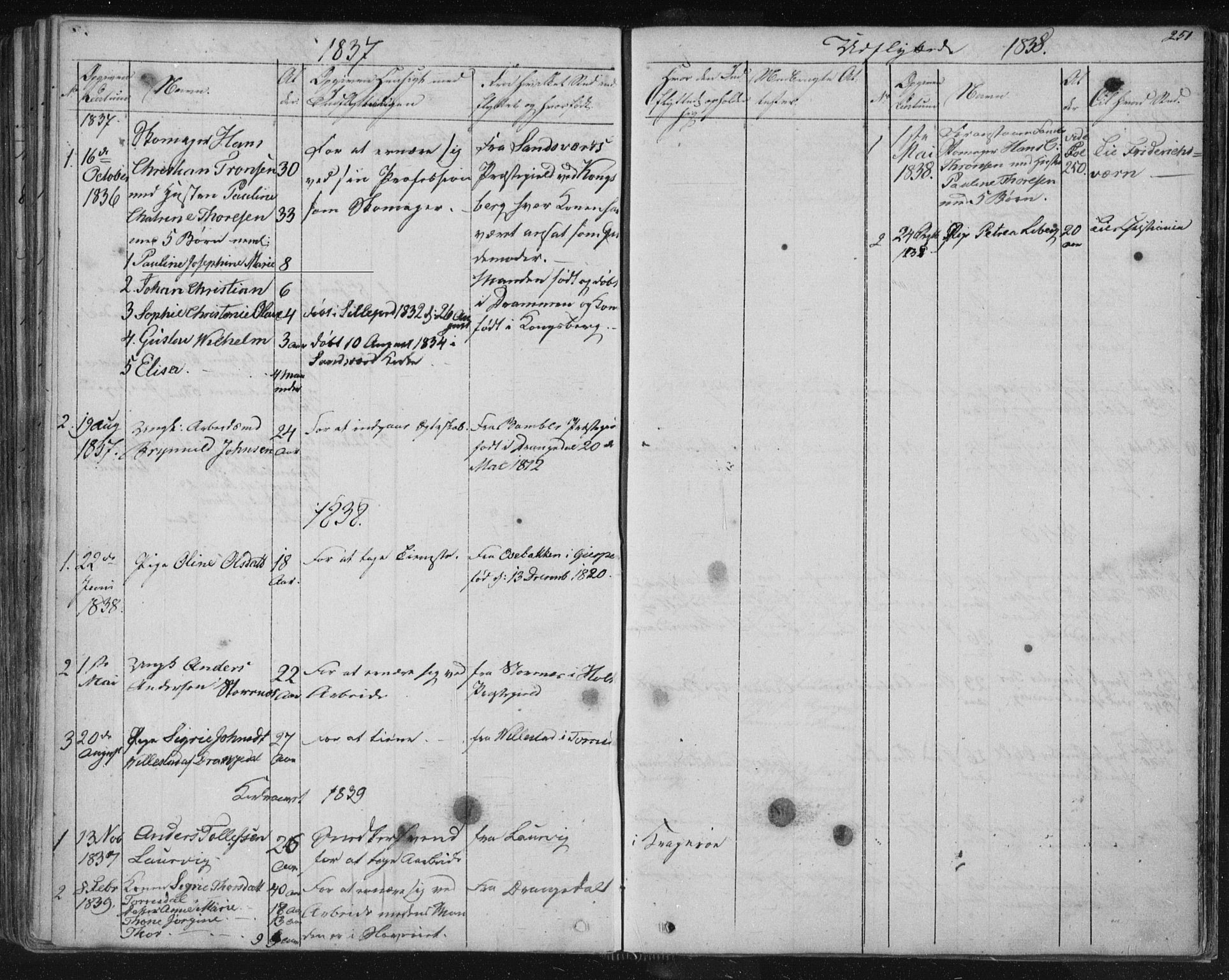 Kragerø kirkebøker, SAKO/A-278/F/Fa/L0005: Parish register (official) no. 5, 1832-1847, p. 251