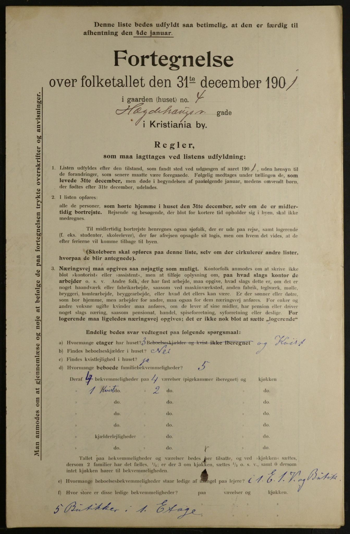 OBA, Municipal Census 1901 for Kristiania, 1901, p. 5744