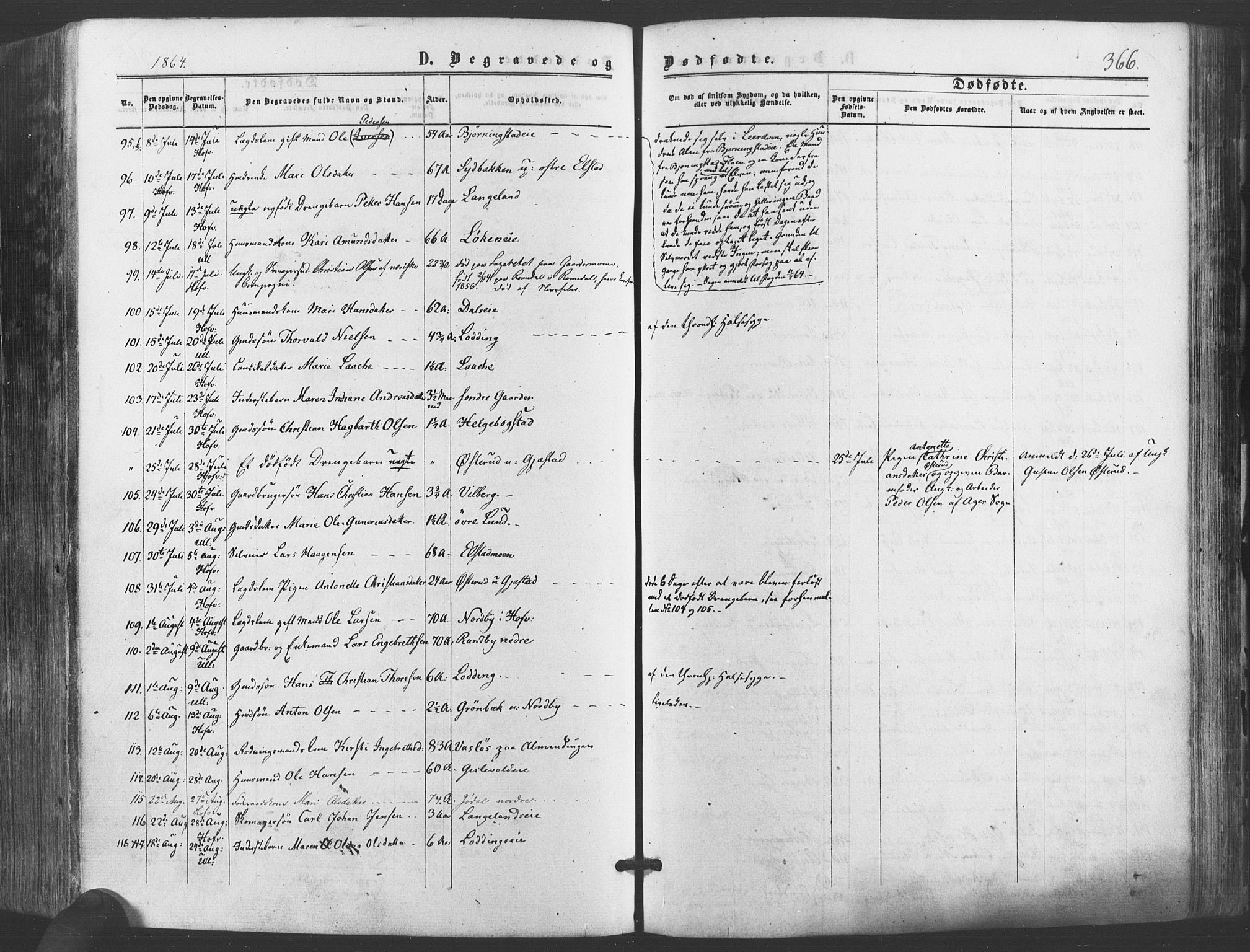 Ullensaker prestekontor Kirkebøker, SAO/A-10236a/F/Fa/L0016: Parish register (official) no. I 16, 1863-1875, p. 366