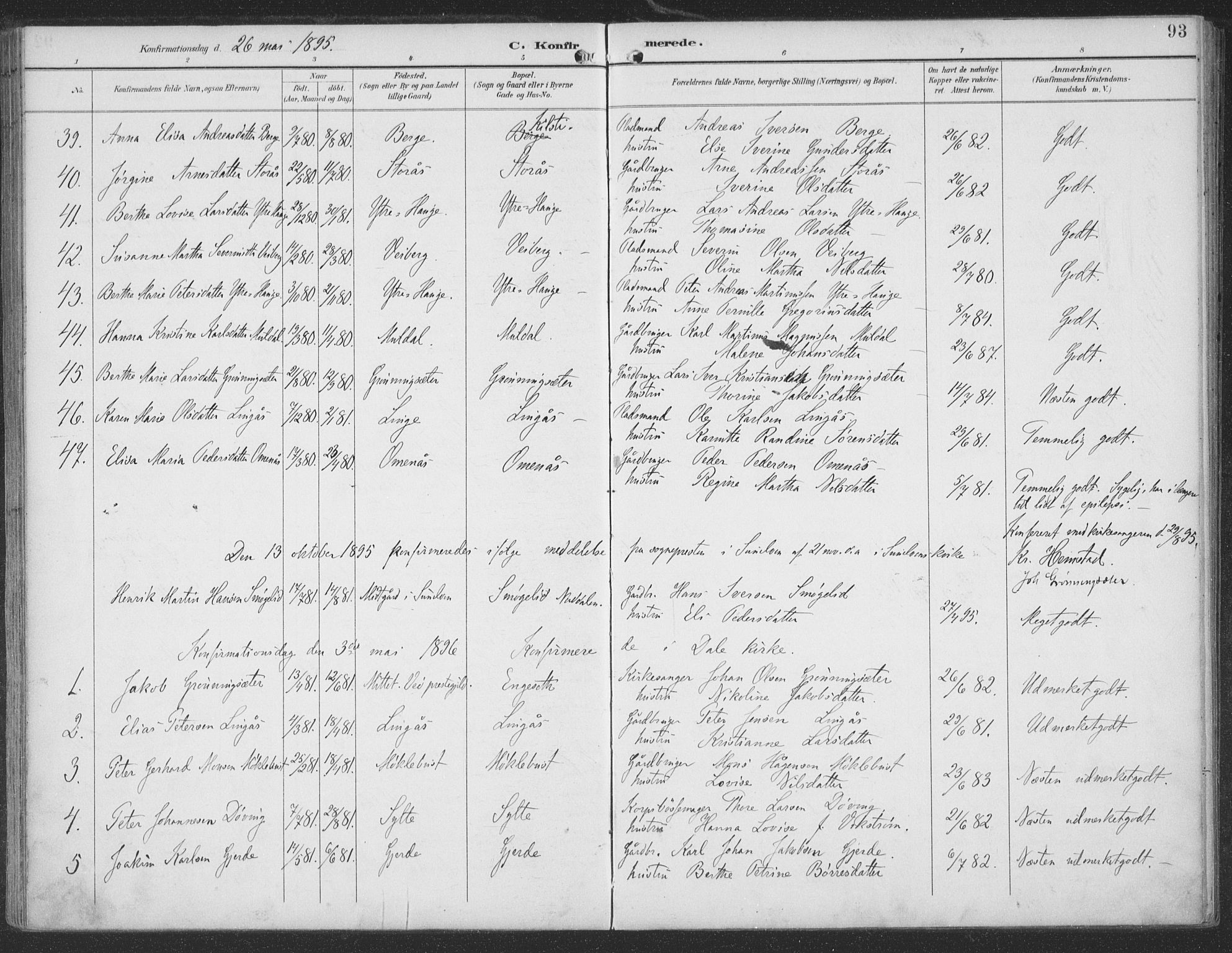 Ministerialprotokoller, klokkerbøker og fødselsregistre - Møre og Romsdal, AV/SAT-A-1454/519/L0256: Parish register (official) no. 519A15, 1895-1912, p. 93