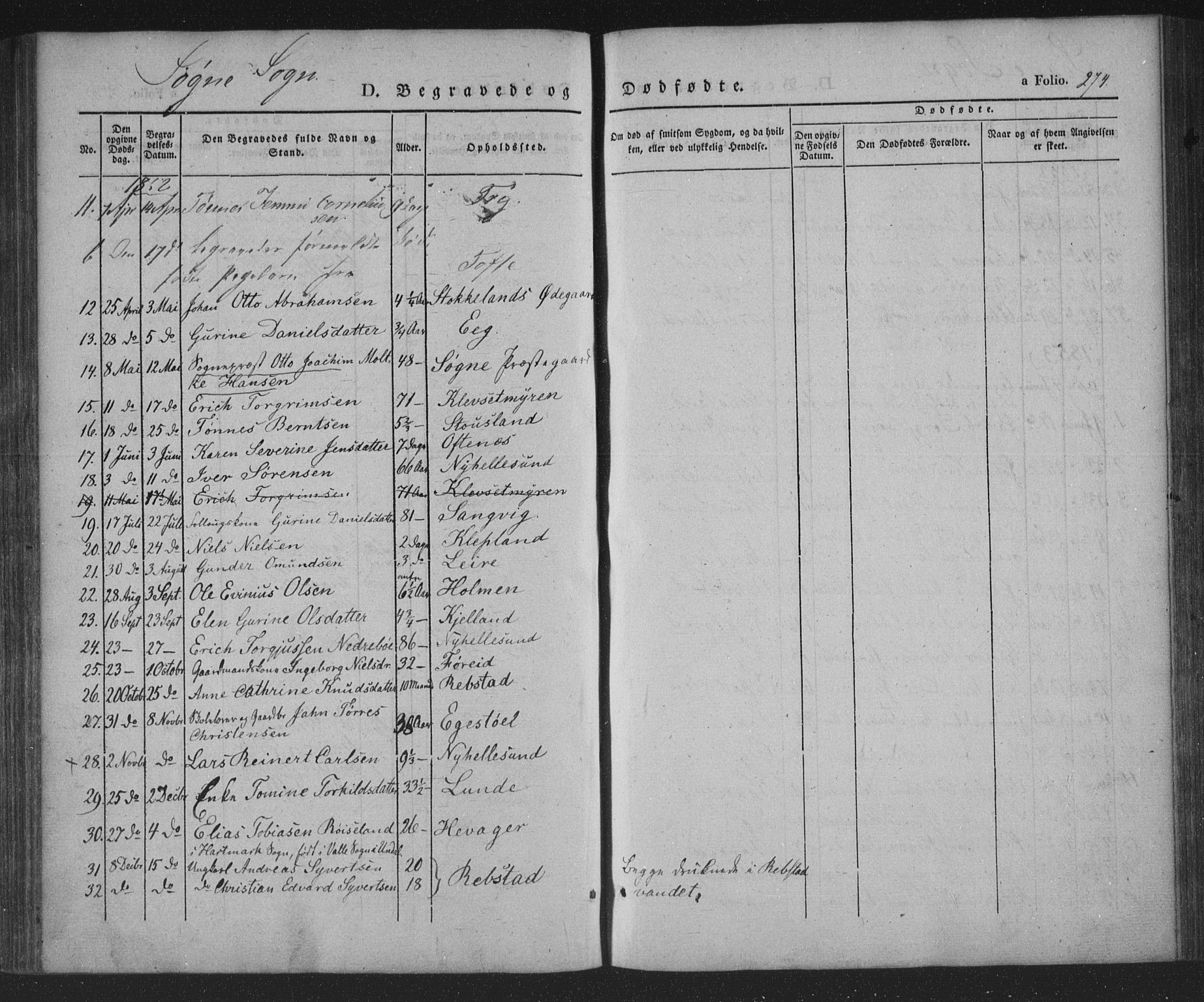 Søgne sokneprestkontor, AV/SAK-1111-0037/F/Fa/Fab/L0009: Parish register (official) no. A 9, 1838-1853, p. 274