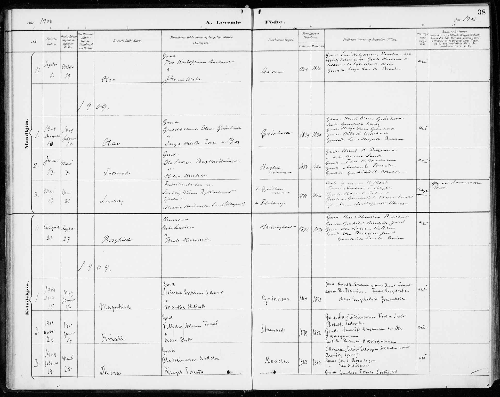 Sigdal kirkebøker, SAKO/A-245/F/Fc/L0002: Parish register (official) no. III 2, 1894-1911, p. 38
