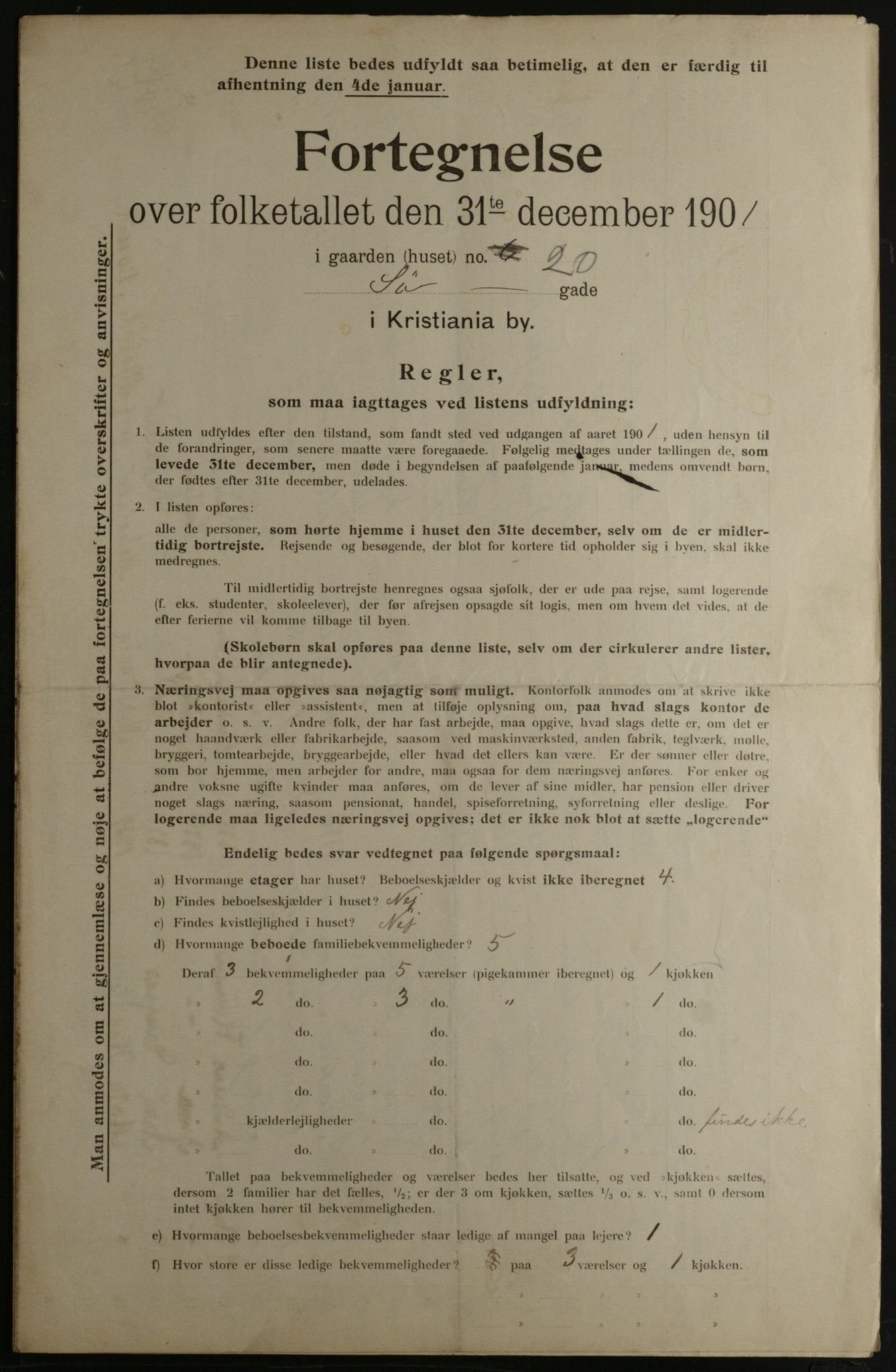 OBA, Municipal Census 1901 for Kristiania, 1901, p. 14665