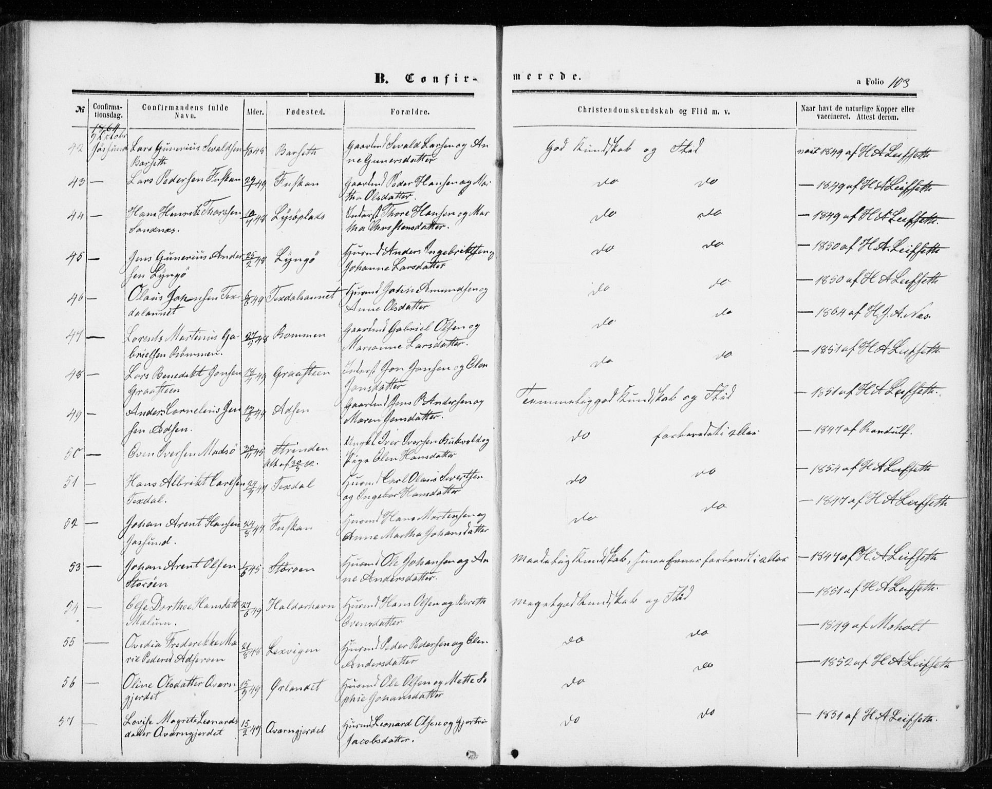 Ministerialprotokoller, klokkerbøker og fødselsregistre - Sør-Trøndelag, SAT/A-1456/655/L0678: Parish register (official) no. 655A07, 1861-1873, p. 103
