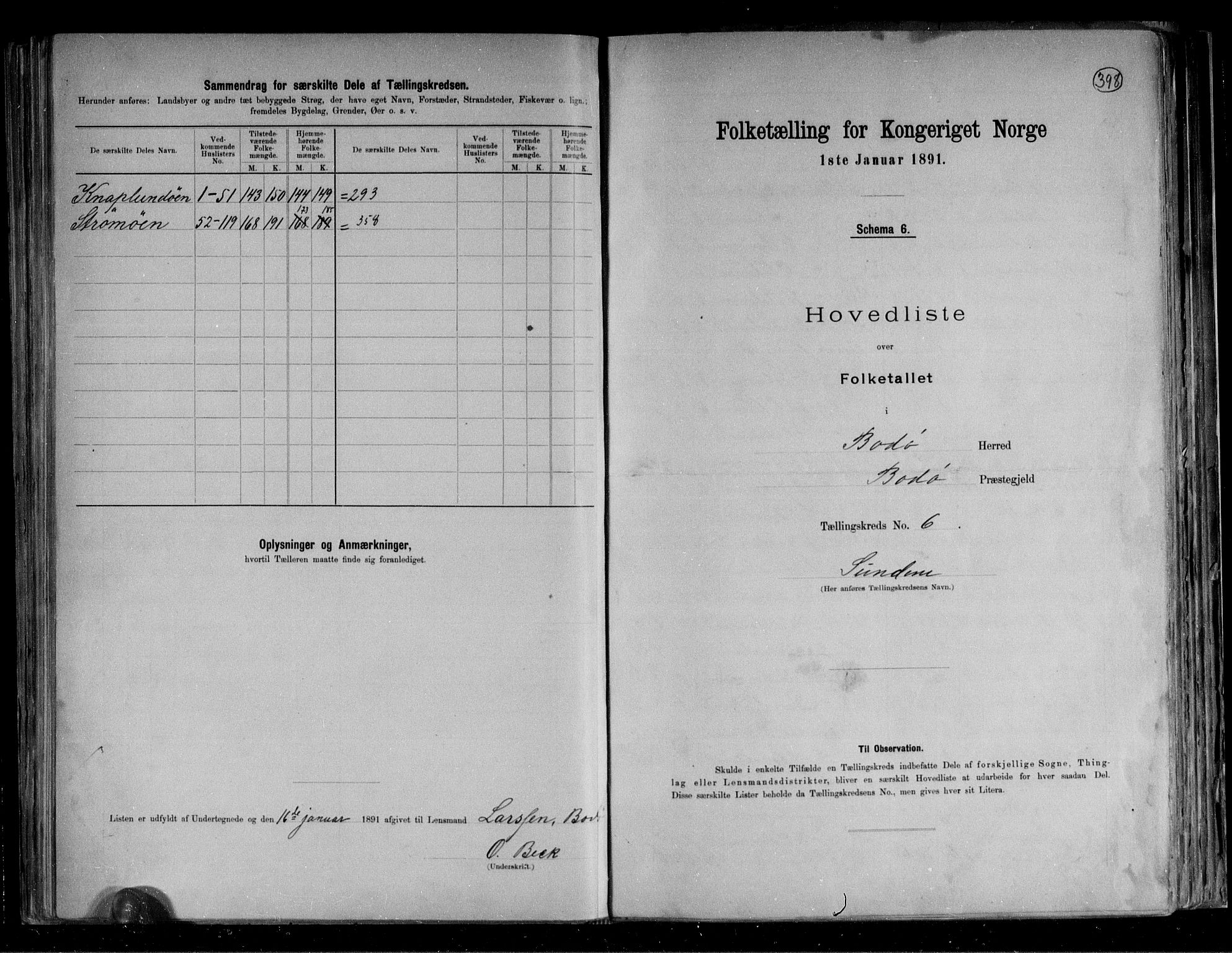 RA, 1891 census for 1843 Bodø, 1891, p. 20