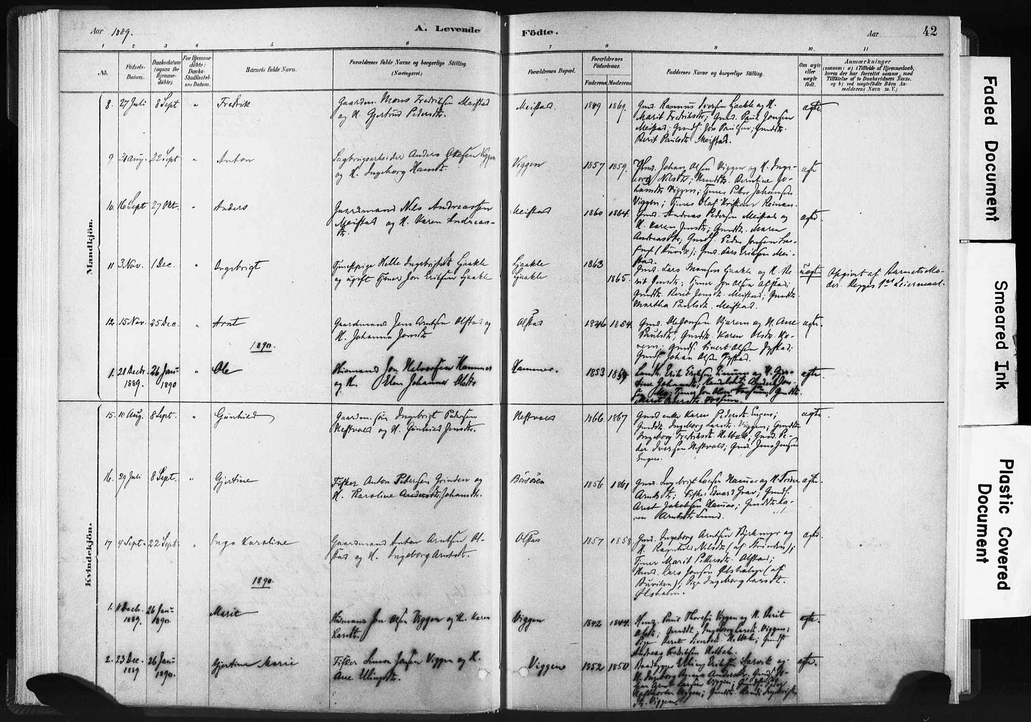 Ministerialprotokoller, klokkerbøker og fødselsregistre - Sør-Trøndelag, AV/SAT-A-1456/665/L0773: Parish register (official) no. 665A08, 1879-1905, p. 42