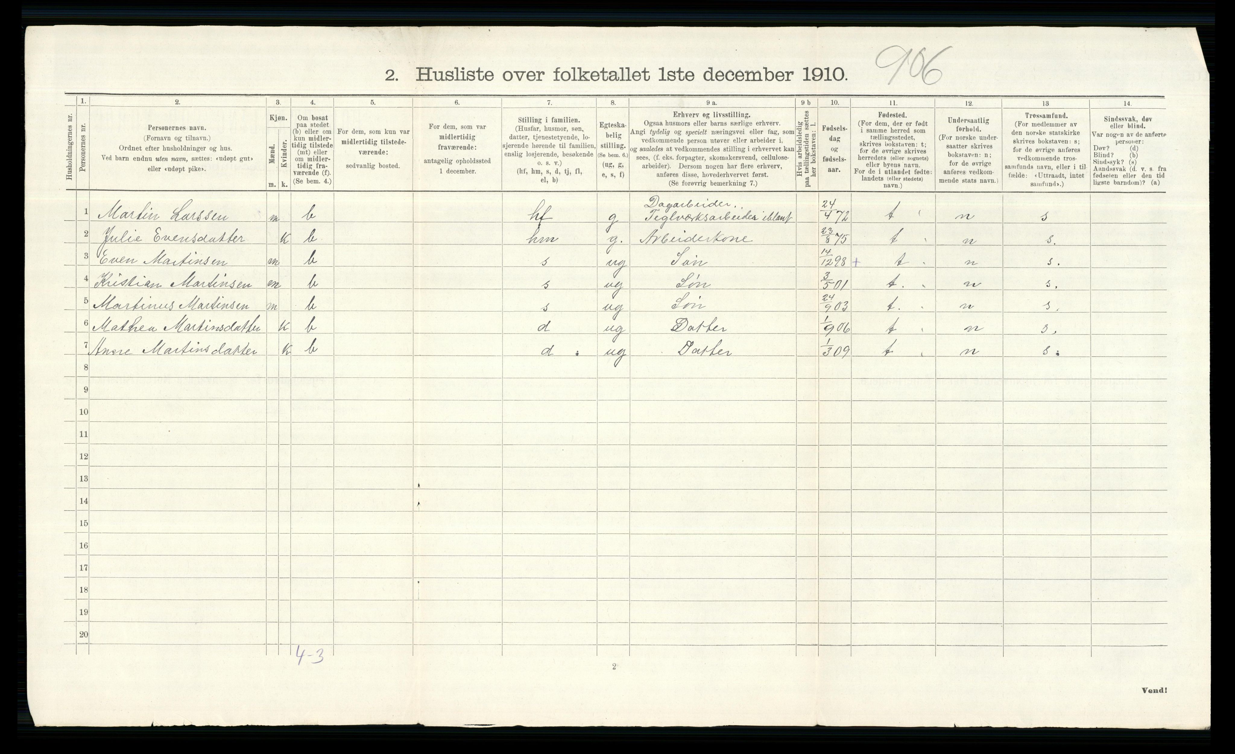 RA, 1910 census for Ringsaker, 1910, p. 106