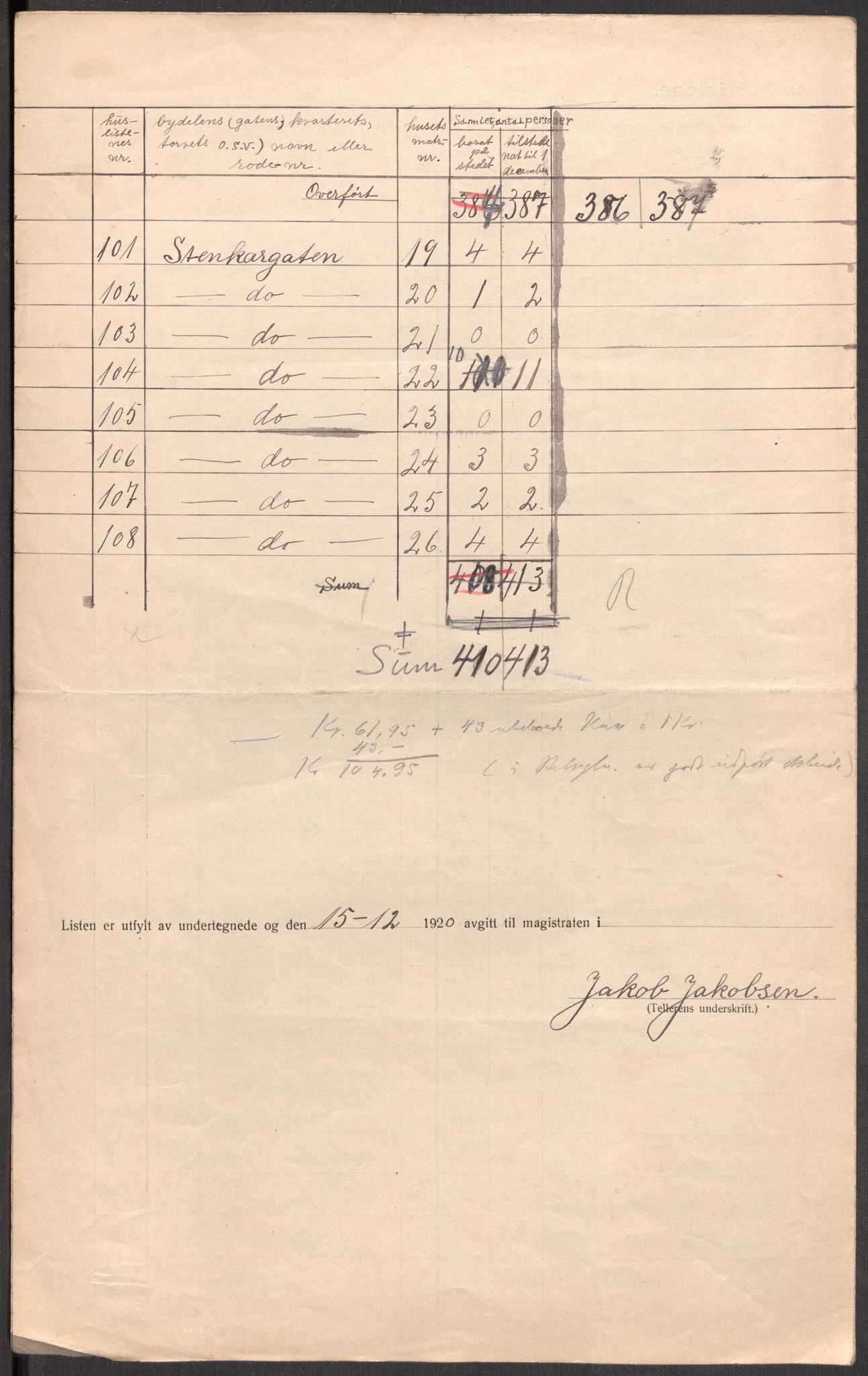 SAST, 1920 census for Stavanger, 1920, p. 78