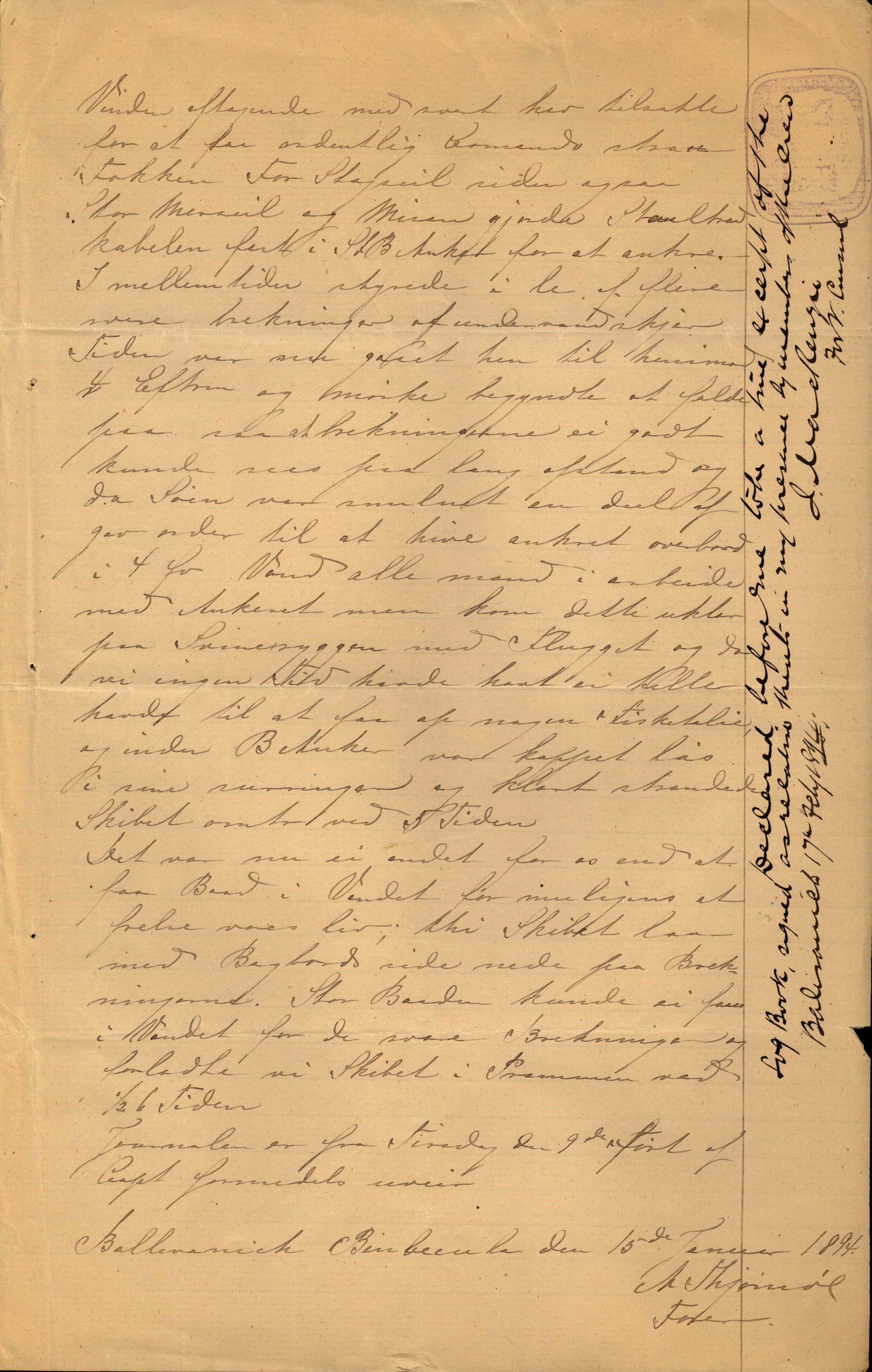 Pa 63 - Østlandske skibsassuranceforening, VEMU/A-1079/G/Ga/L0030/0008: Havaridokumenter / Skjoldmoen, Dalerne, Union, 1894, p. 14