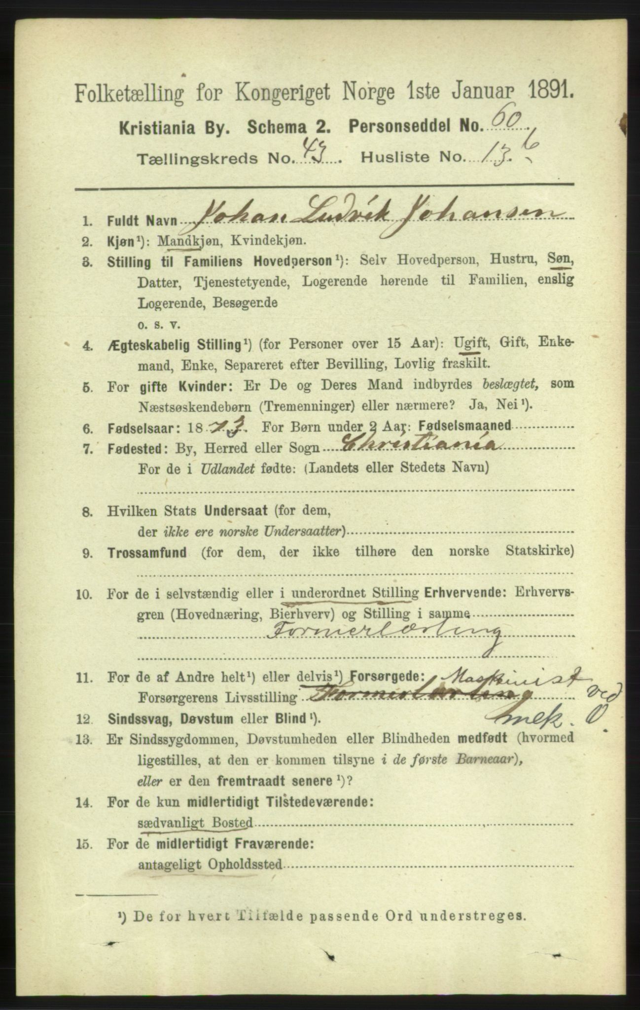 RA, 1891 census for 0301 Kristiania, 1891, p. 26153