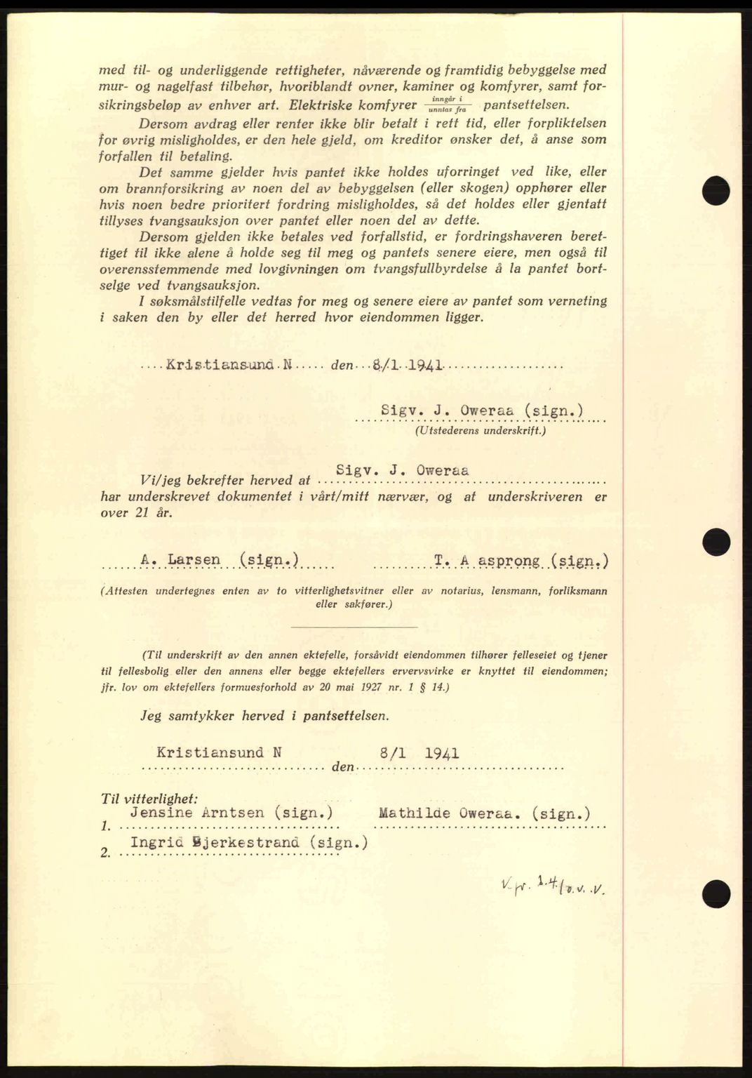 Nordmøre sorenskriveri, AV/SAT-A-4132/1/2/2Ca: Mortgage book no. B87, 1940-1941, Diary no: : 149/1941