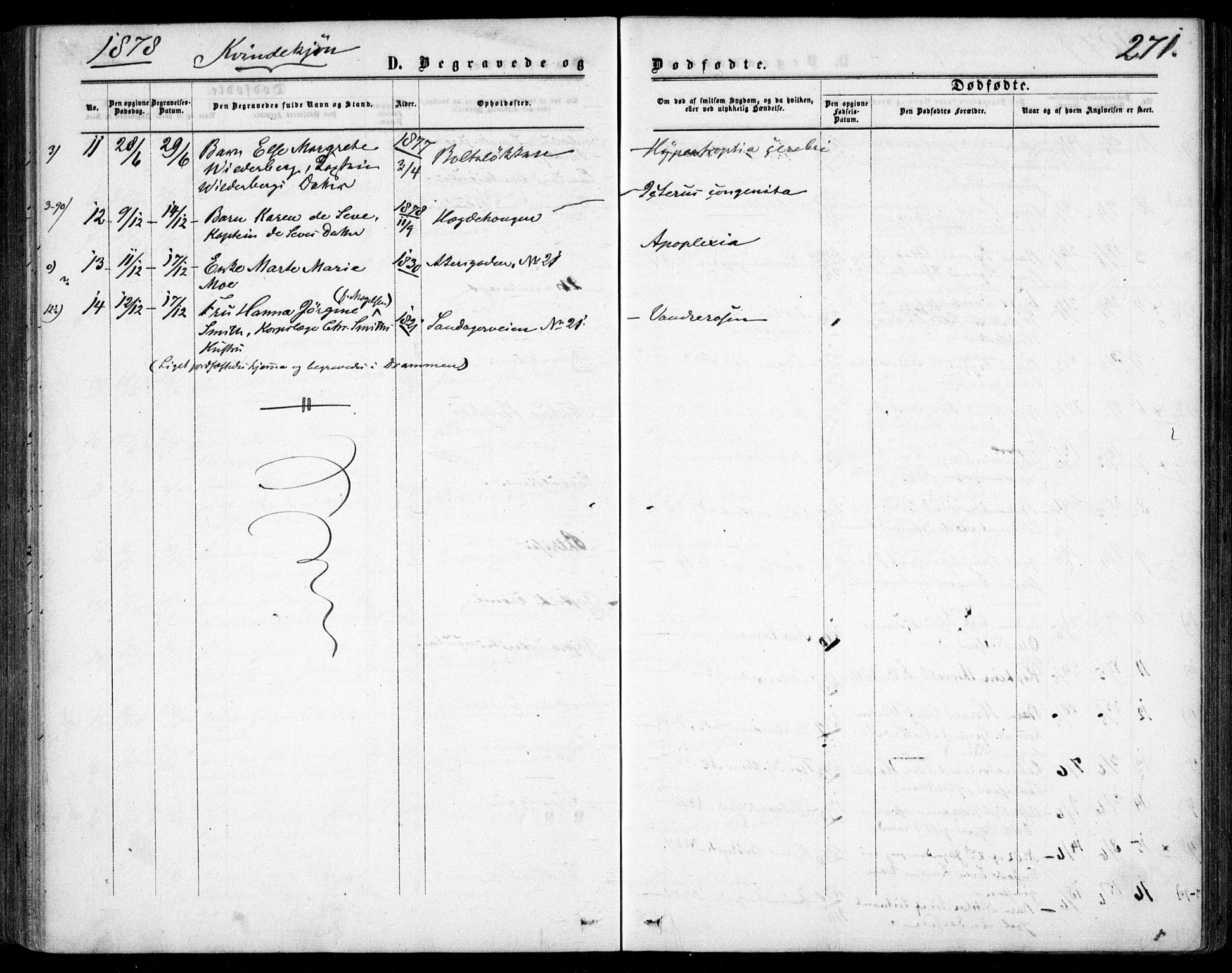 Garnisonsmenigheten Kirkebøker, AV/SAO-A-10846/F/Fa/L0011: Parish register (official) no. 11, 1870-1880, p. 271