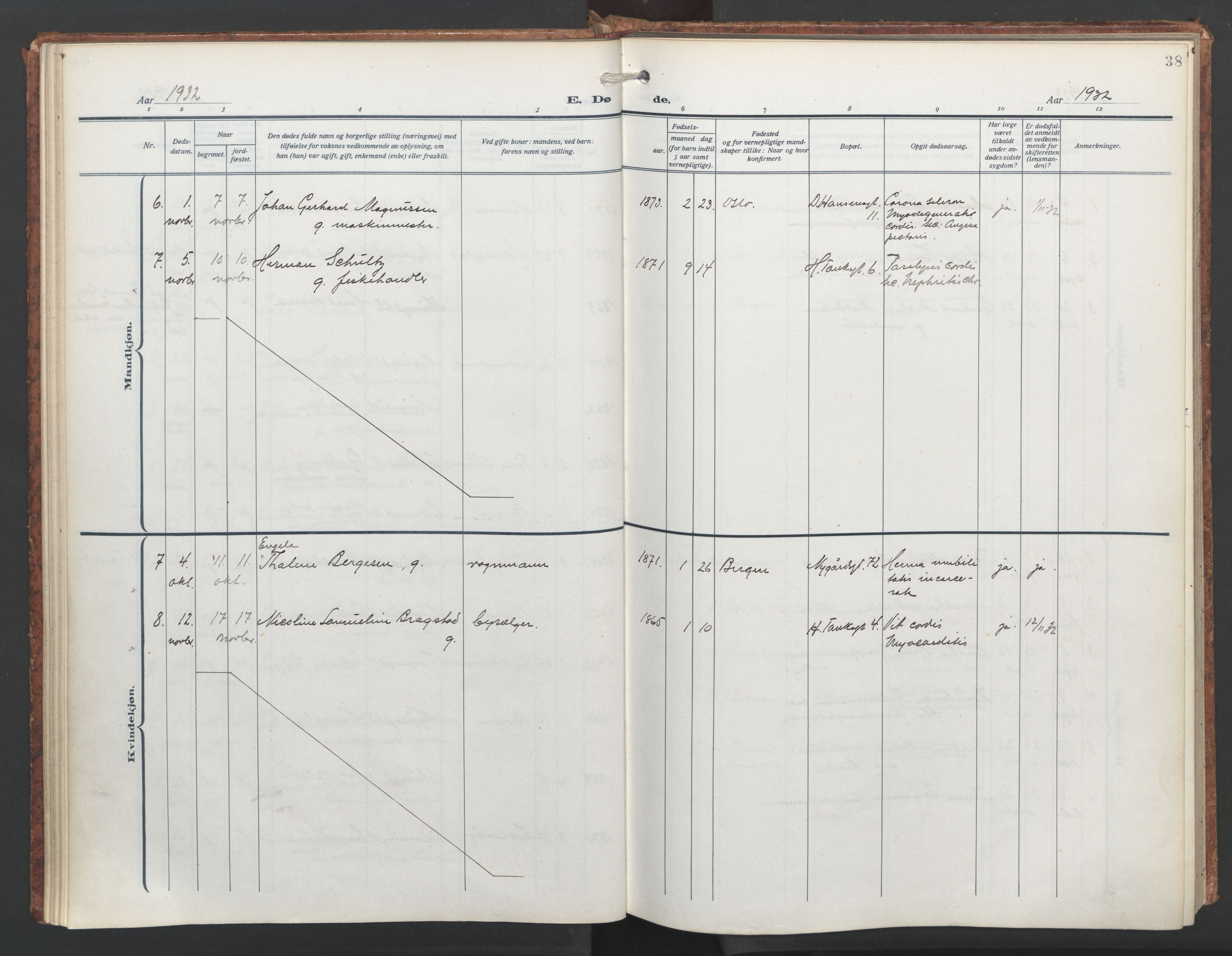 St. Jacob sokneprestembete, AV/SAB-A-78001/H/Haa/L0009: Parish register (official) no. D 1, 1917-1972, p. 38