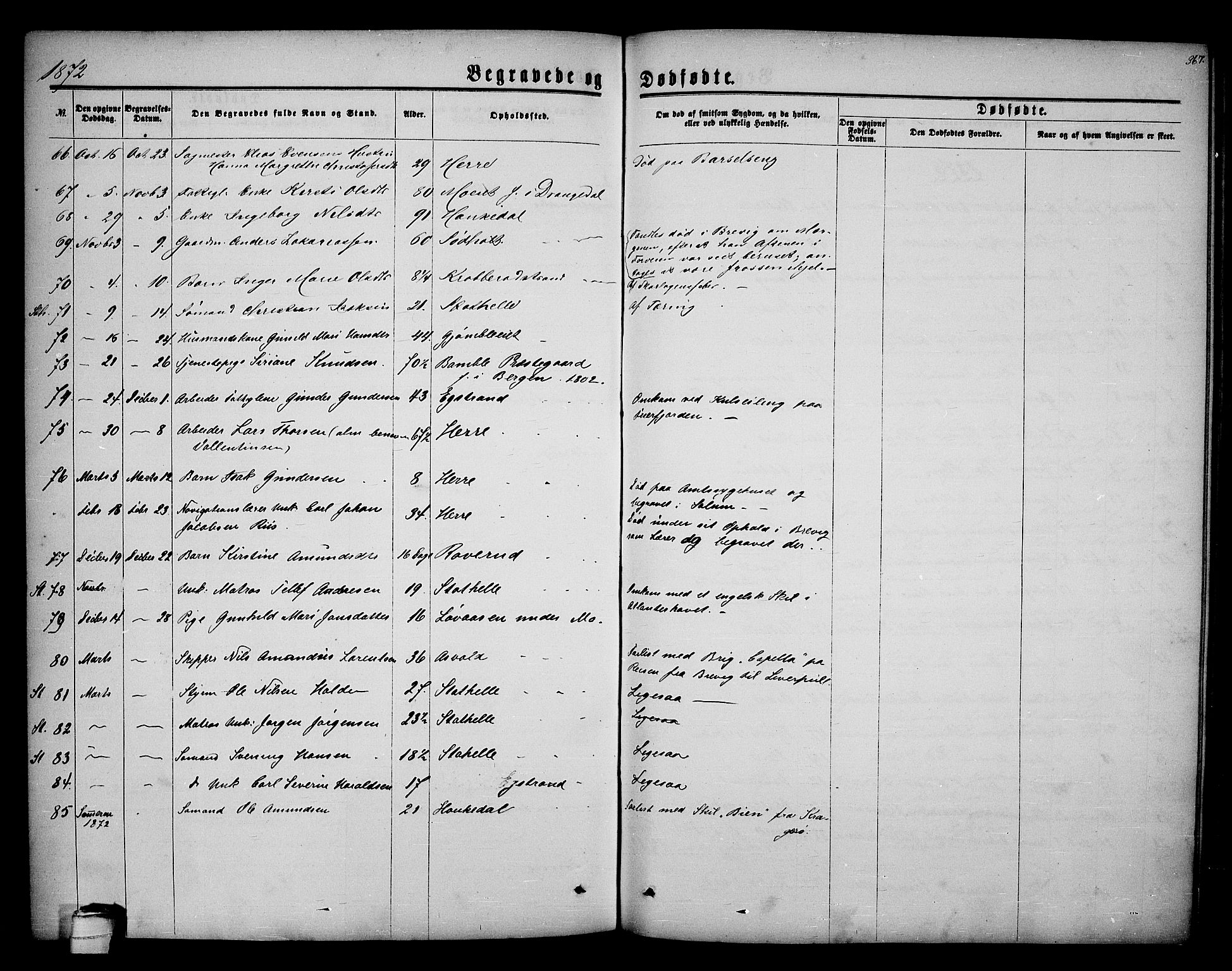 Bamble kirkebøker, AV/SAKO-A-253/G/Ga/L0006: Parish register (copy) no. I 6, 1860-1876, p. 367