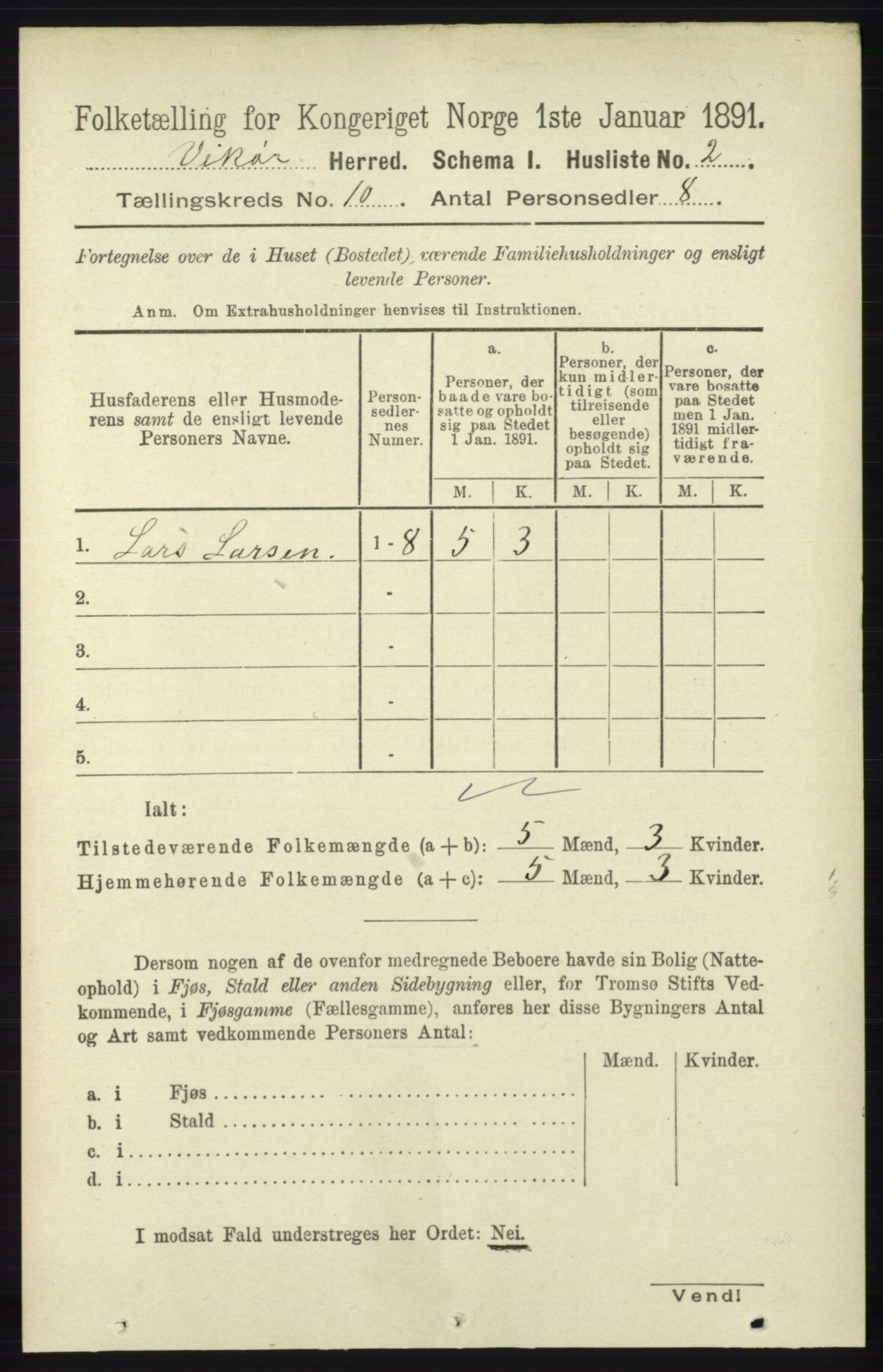 RA, 1891 census for 1238 Vikør, 1891, p. 2903