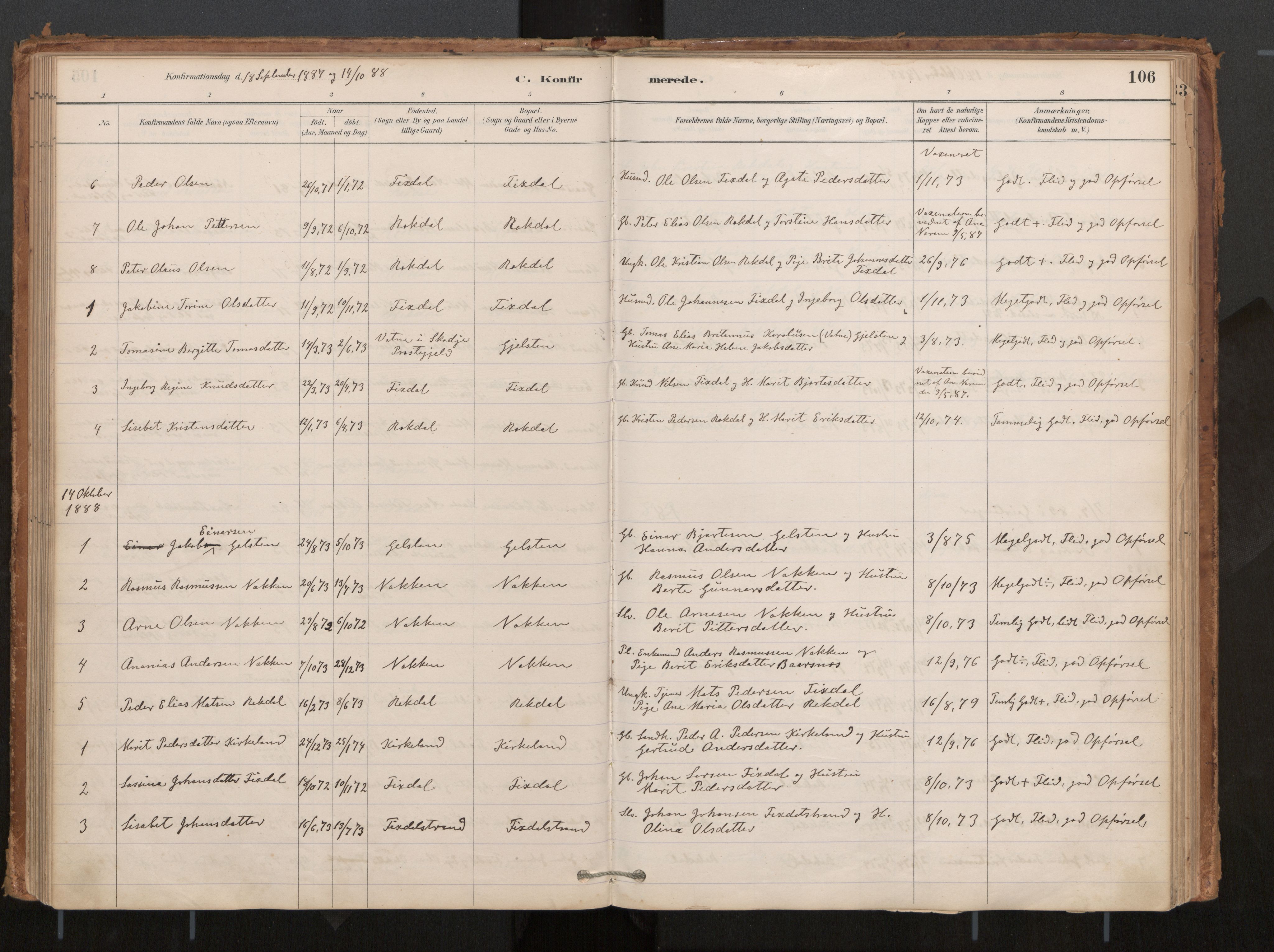 Ministerialprotokoller, klokkerbøker og fødselsregistre - Møre og Romsdal, AV/SAT-A-1454/540/L0540a: Parish register (official) no. 540A02, 1884-1908, p. 106