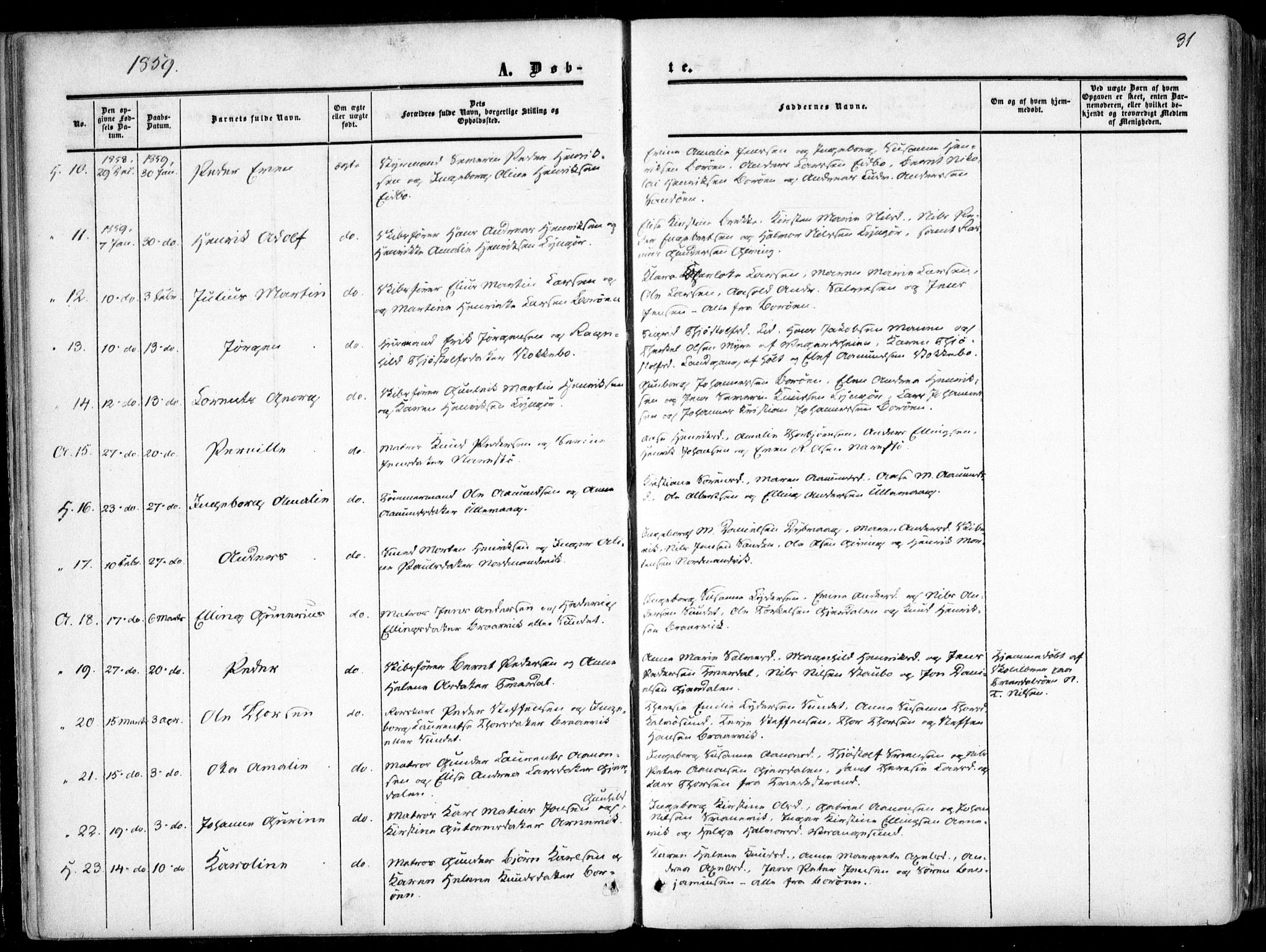 Dypvåg sokneprestkontor, SAK/1111-0007/F/Fa/Faa/L0006: Parish register (official) no. A 6, 1855-1872, p. 31