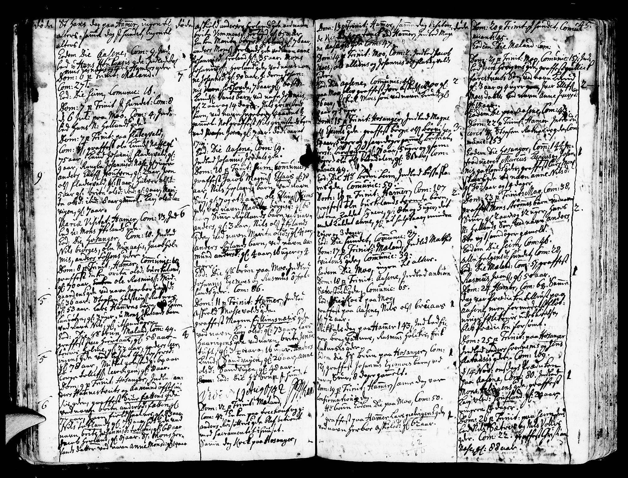 Hamre sokneprestembete, SAB/A-75501/H/Ha/Haa/Haaa/L0005: Parish register (official) no. A 5, 1732-1750, p. 45
