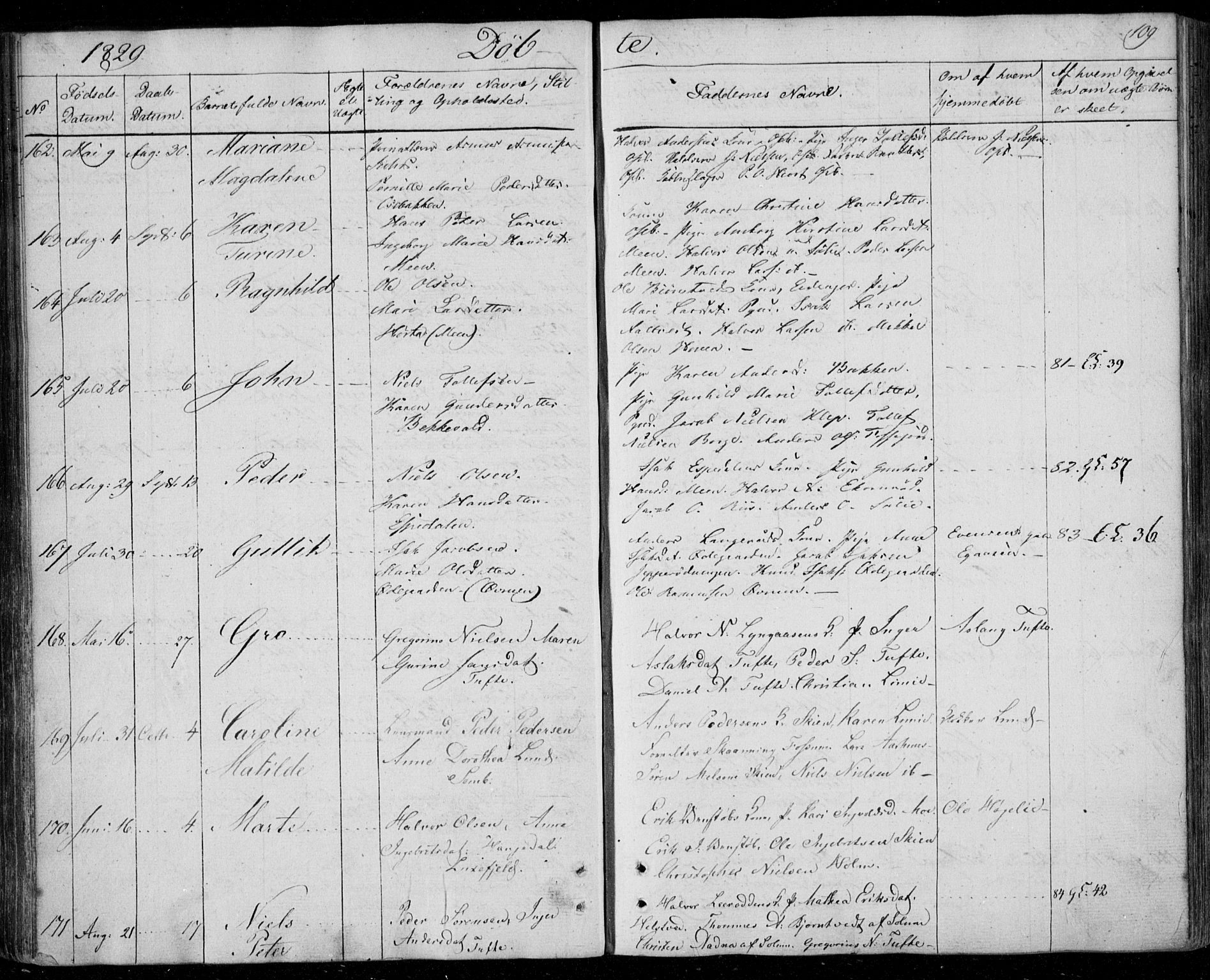 Gjerpen kirkebøker, AV/SAKO-A-265/F/Fa/L0005: Parish register (official) no. I 5, 1823-1829, p. 109