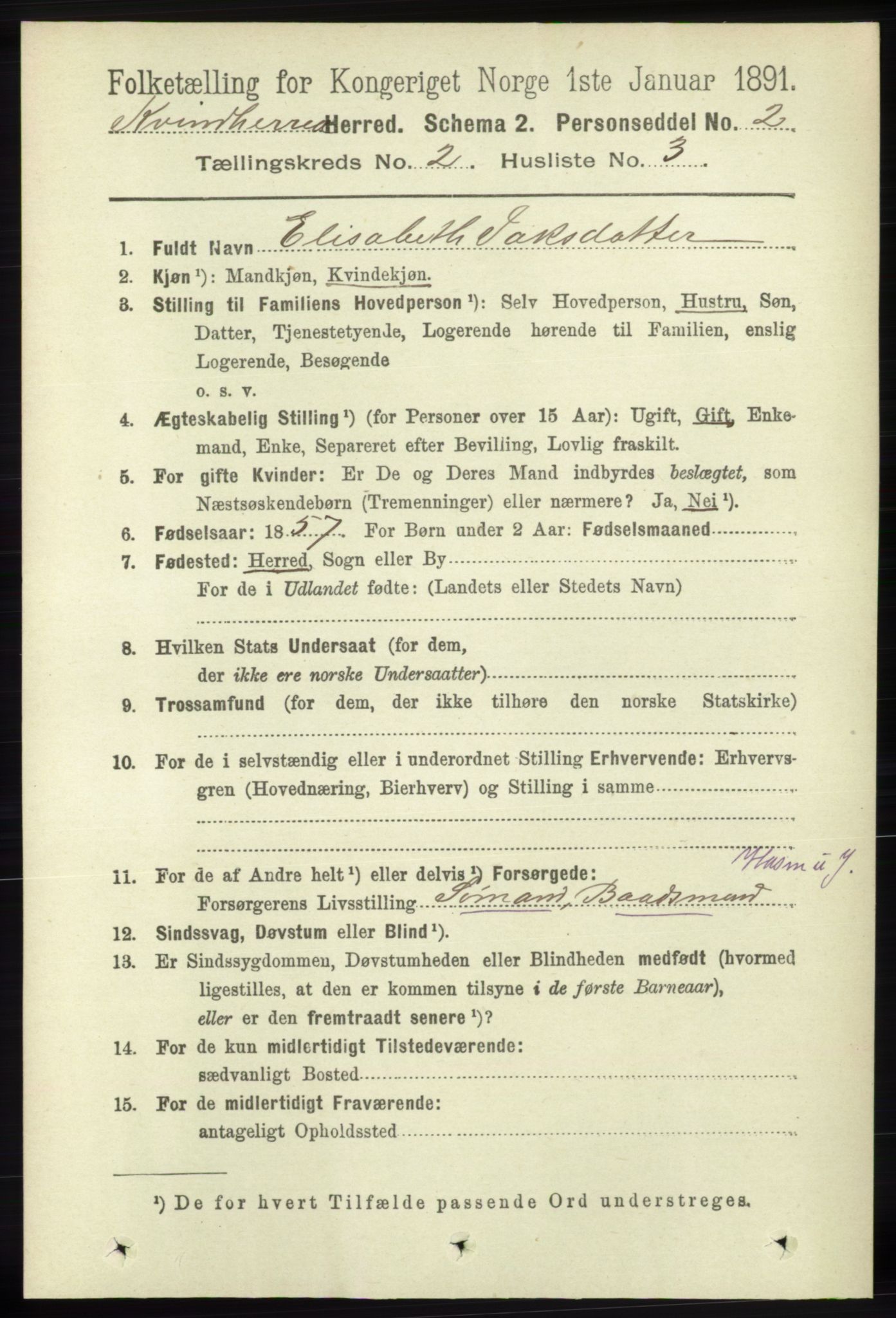 RA, 1891 census for 1224 Kvinnherad, 1891, p. 637