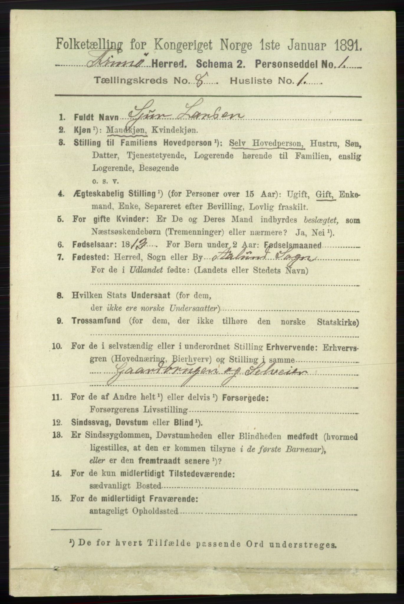 RA, 1891 census for 1141 Finnøy, 1891, p. 1684