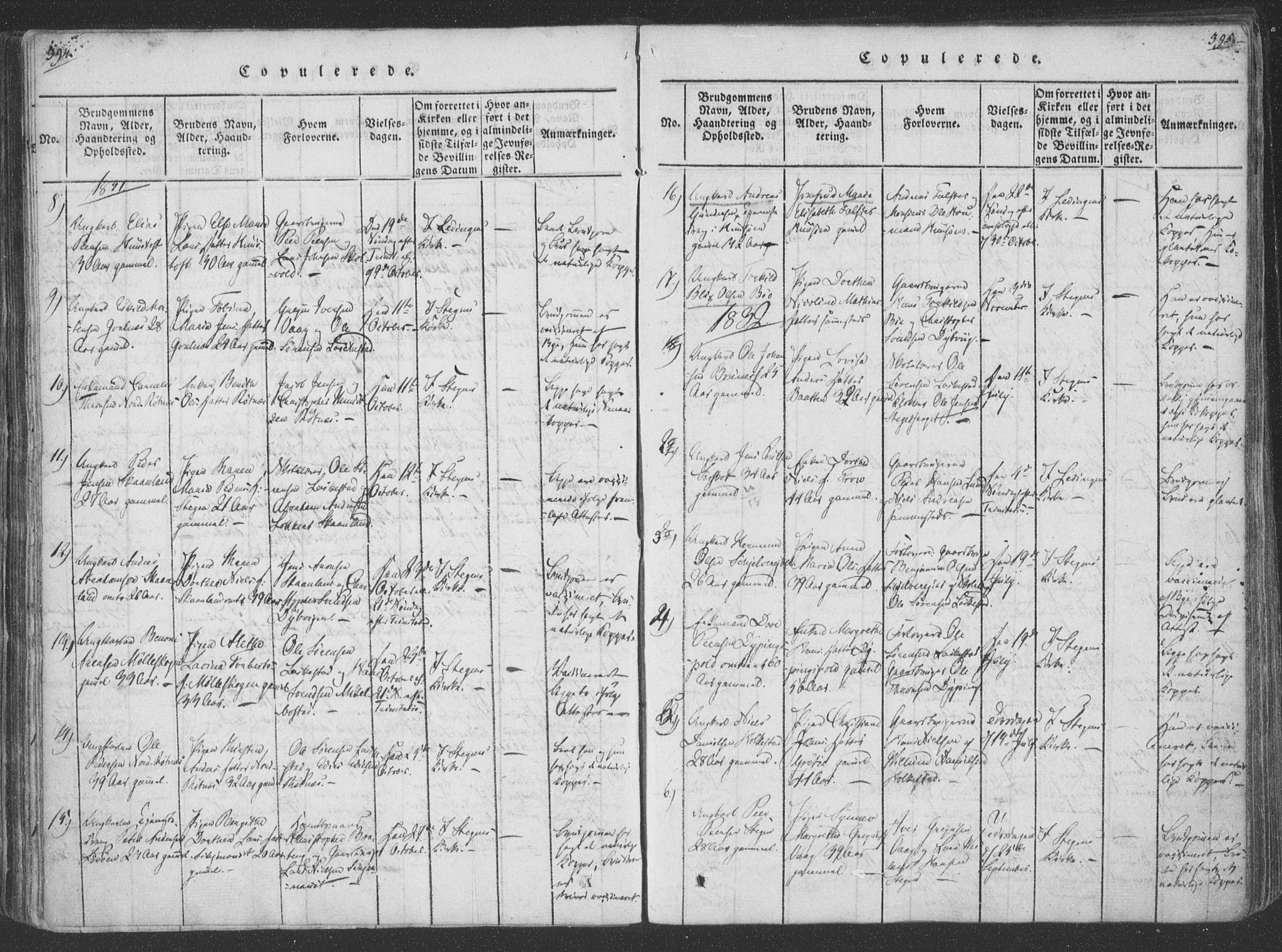 Ministerialprotokoller, klokkerbøker og fødselsregistre - Nordland, AV/SAT-A-1459/855/L0798: Parish register (official) no. 855A06, 1821-1835, p. 394-395