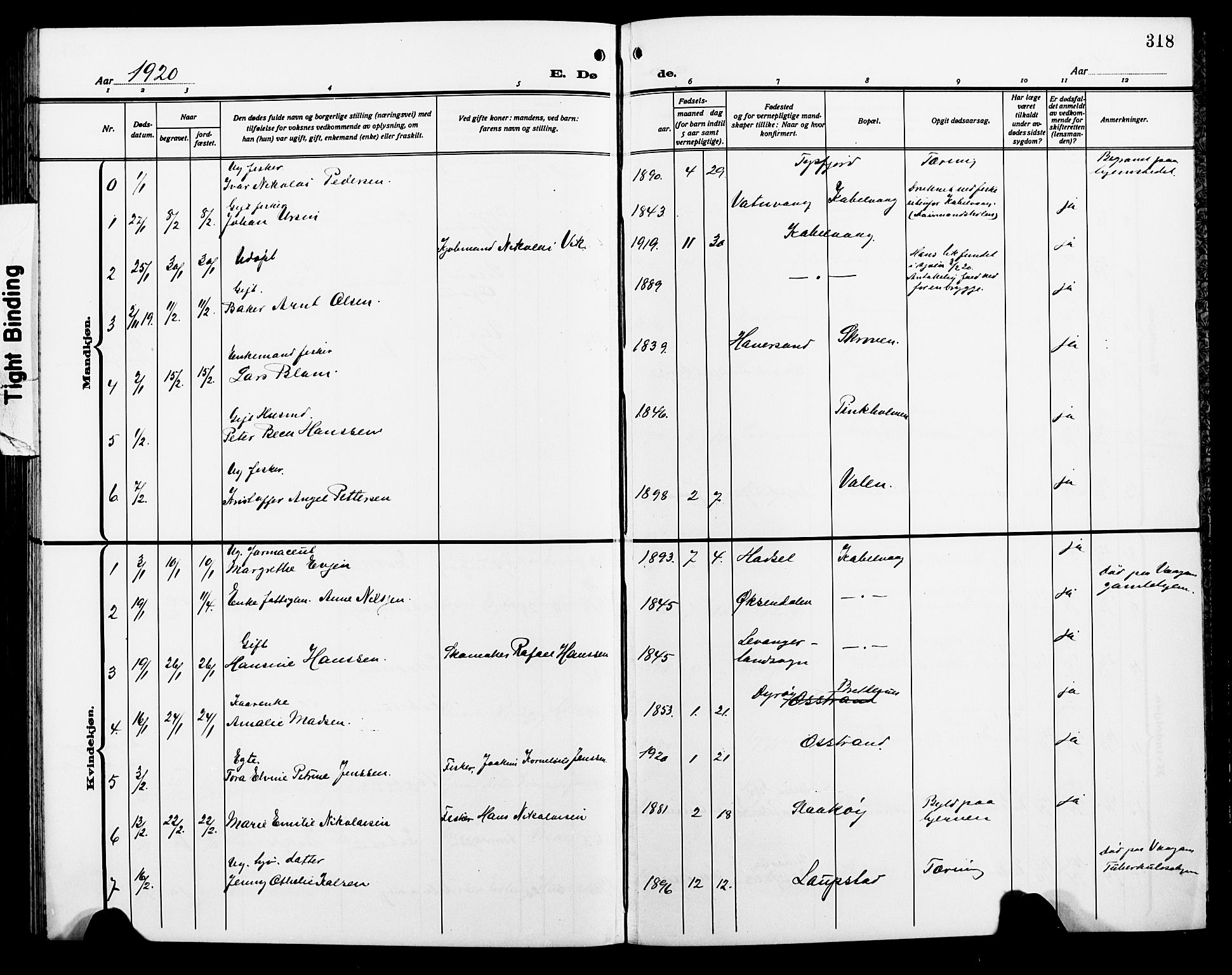 Ministerialprotokoller, klokkerbøker og fødselsregistre - Nordland, AV/SAT-A-1459/874/L1080: Parish register (copy) no. 874C09, 1915-1925, p. 318