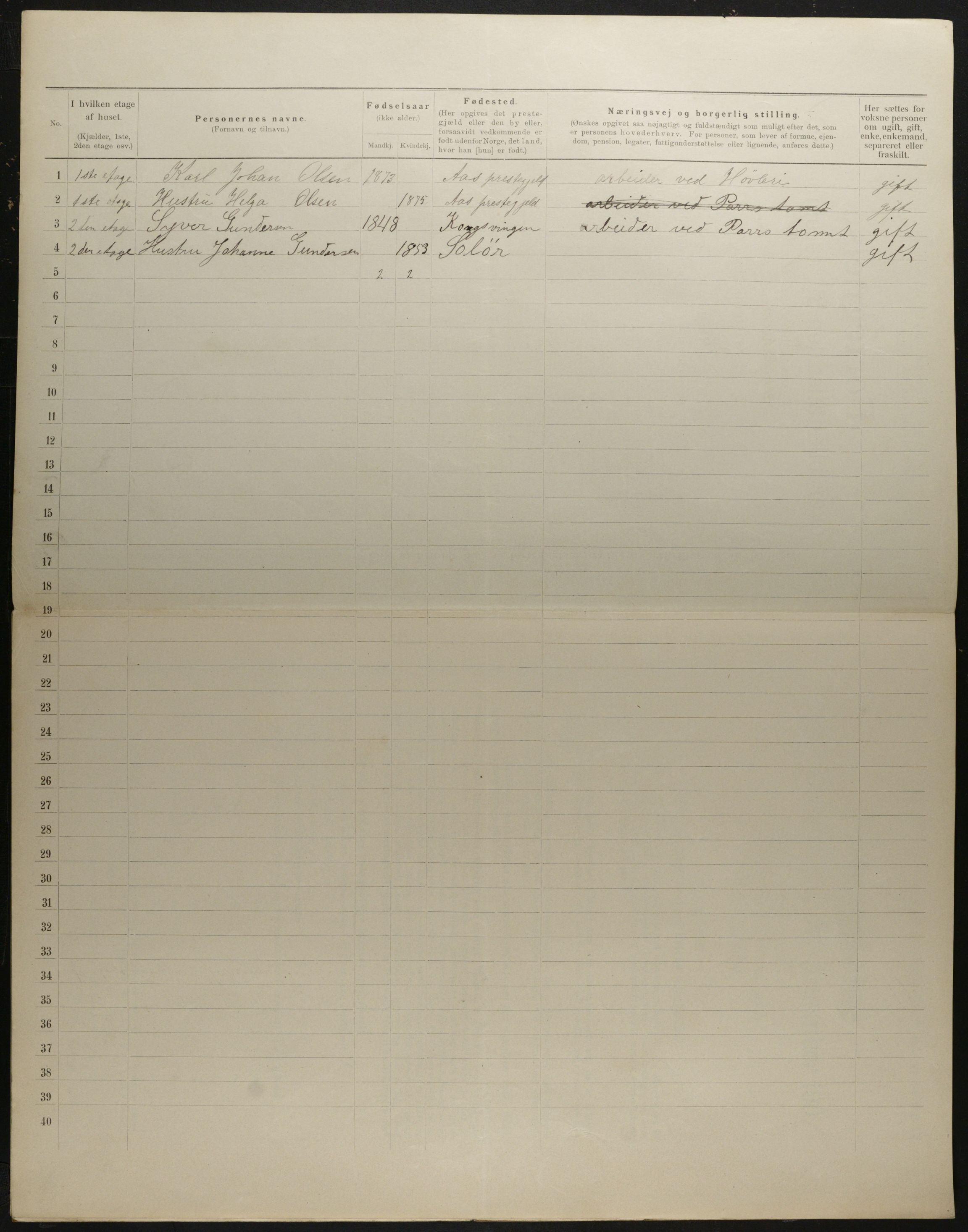 OBA, Municipal Census 1901 for Kristiania, 1901, p. 3343
