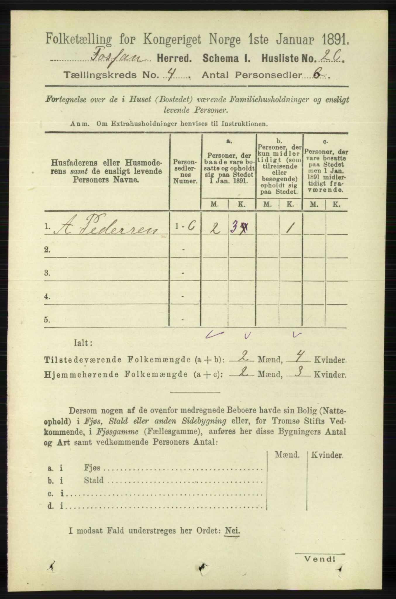 RA, 1891 census for 1129 Forsand, 1891, p. 521