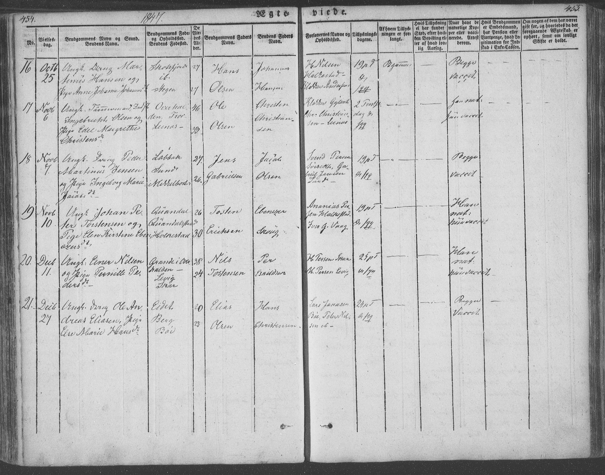 Ministerialprotokoller, klokkerbøker og fødselsregistre - Nordland, AV/SAT-A-1459/855/L0799: Parish register (official) no. 855A07, 1834-1852, p. 454-455