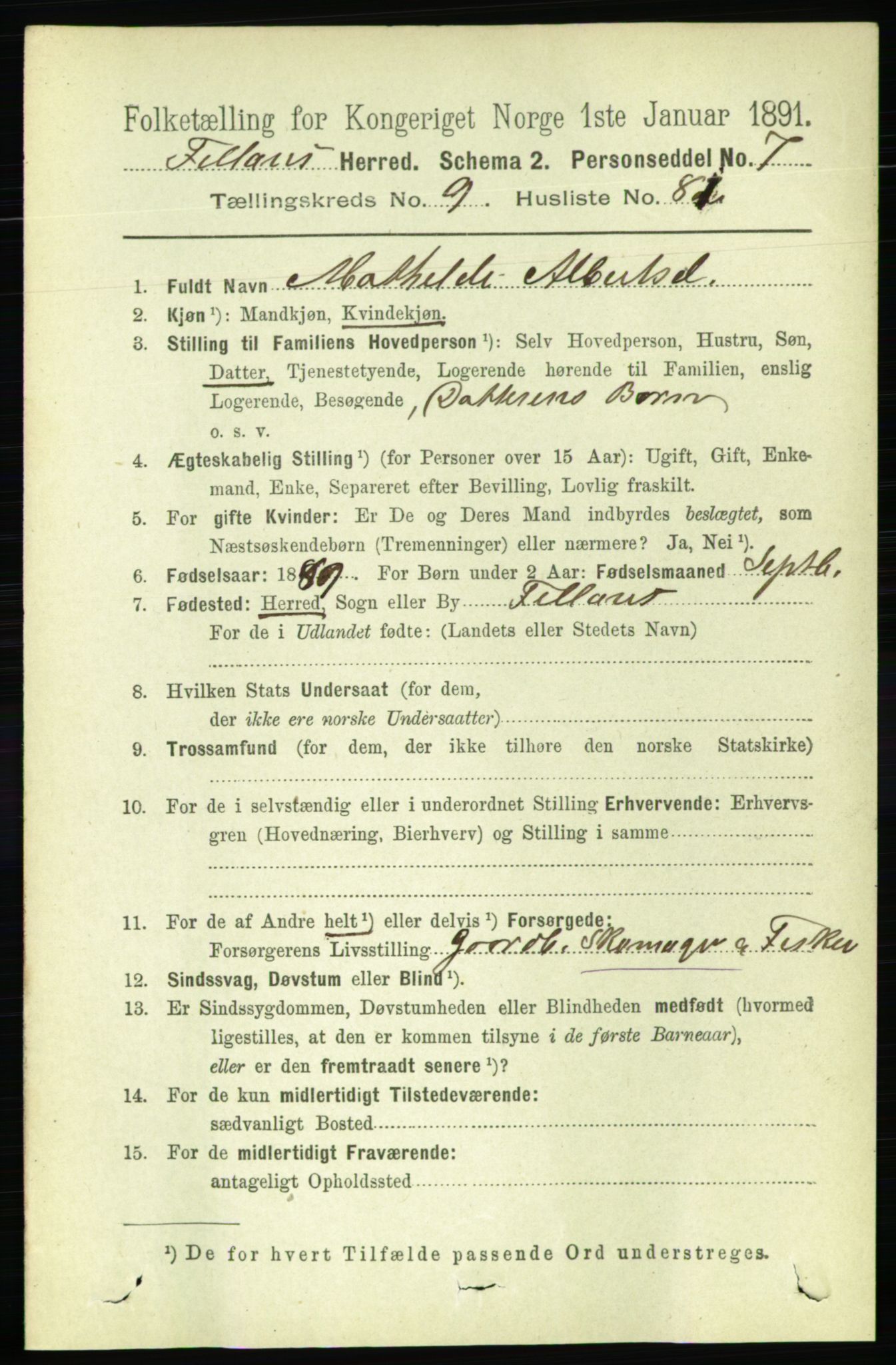 RA, 1891 census for 1616 Fillan, 1891, p. 2541