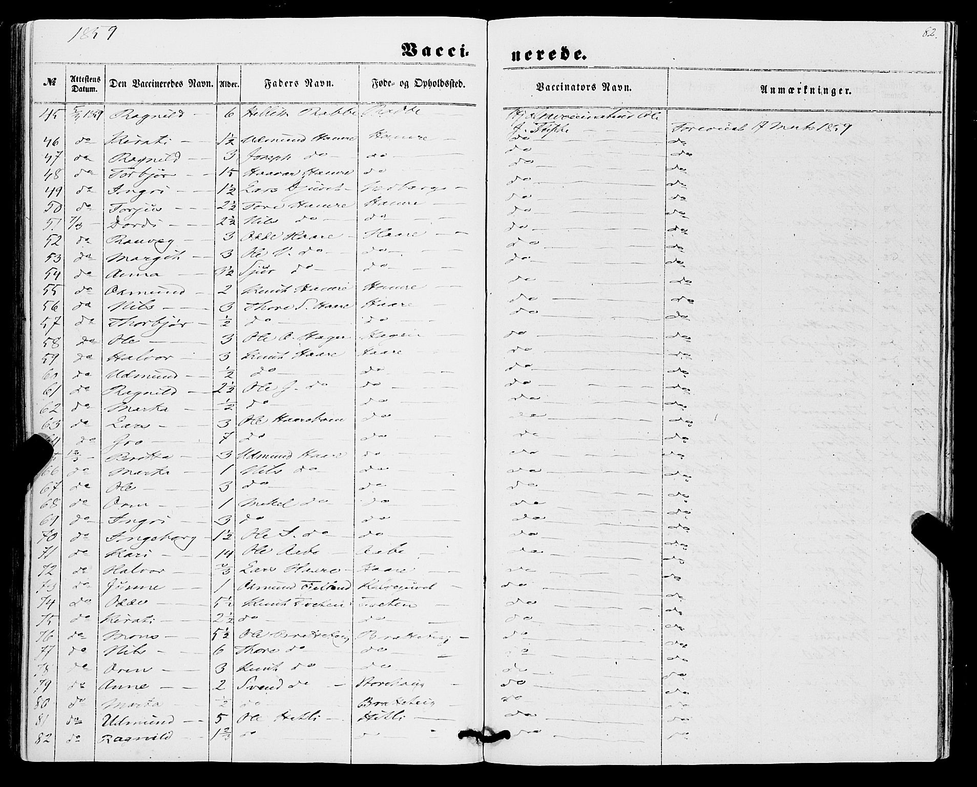 Røldal sokneprestembete, SAB/A-100247: Parish register (official) no. A 3, 1856-1870, p. 82