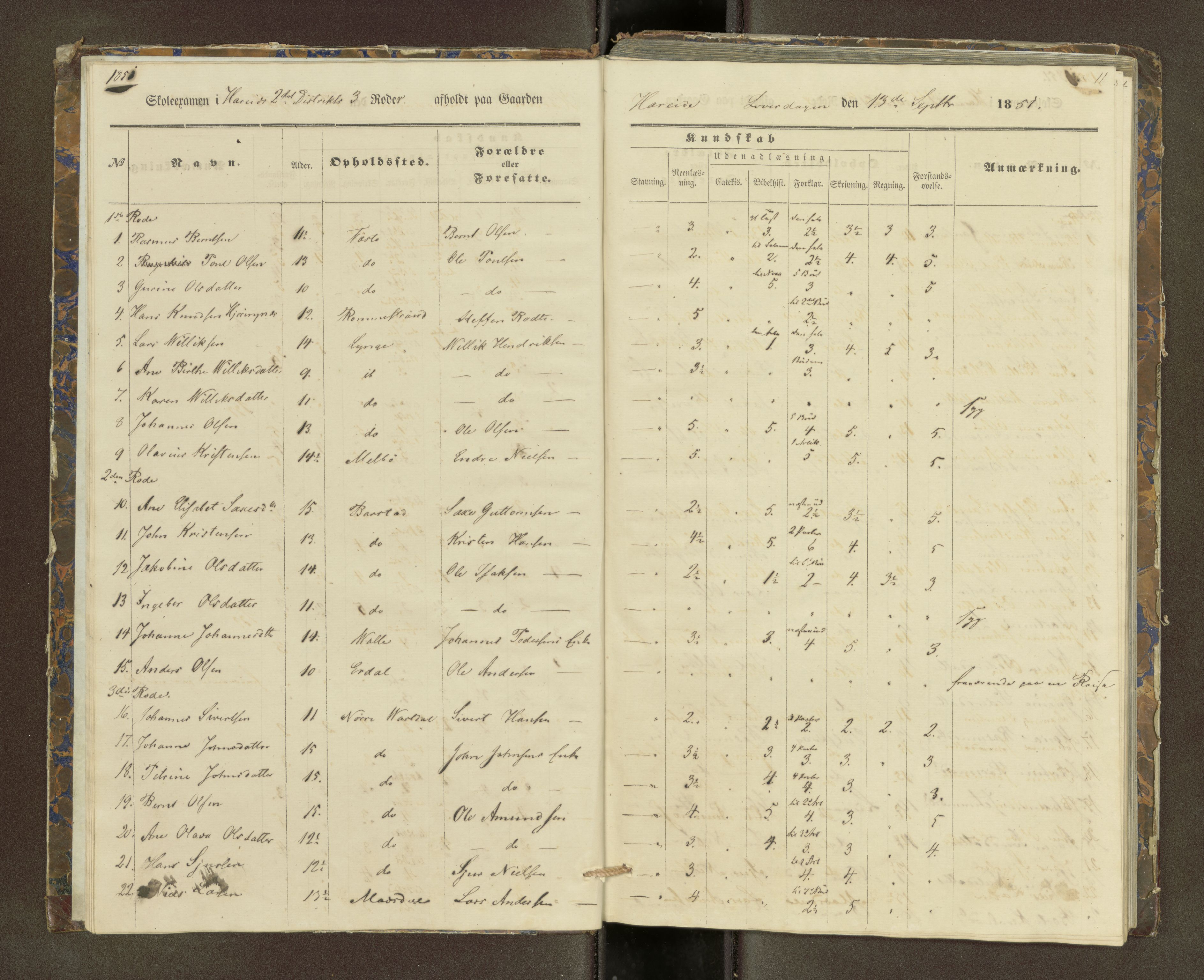 Ulstein sokneprestkontor, SAT/A-1005/1/III/III2/III2f/L0001: Skoleeksamensprotokoll, 1850-1861, p. 11