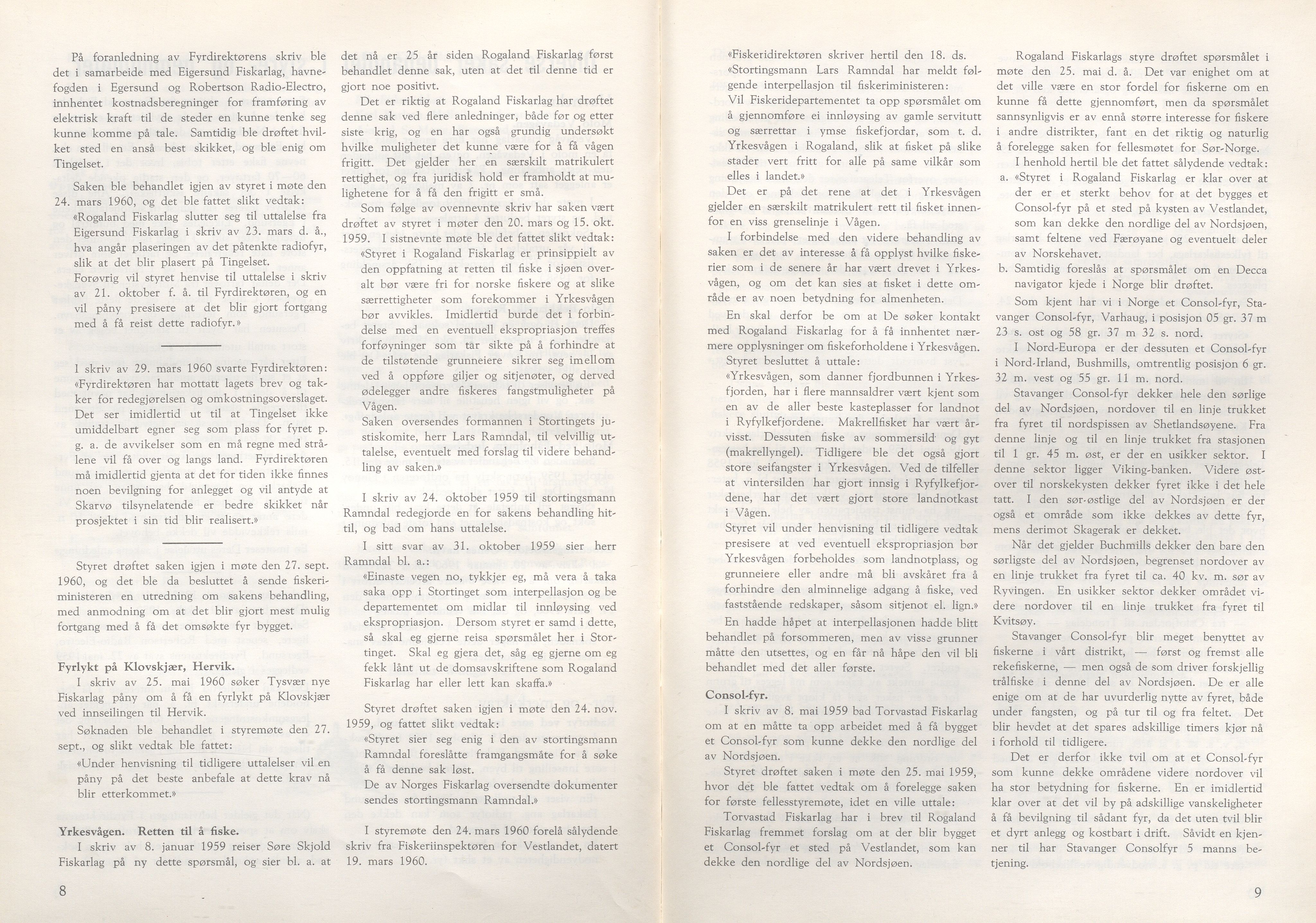 Rogaland fylkeskommune - Fylkesrådmannen , IKAR/A-900/A/Aa/Aaa/L0080: Møtebok , 1960, p. 8-9