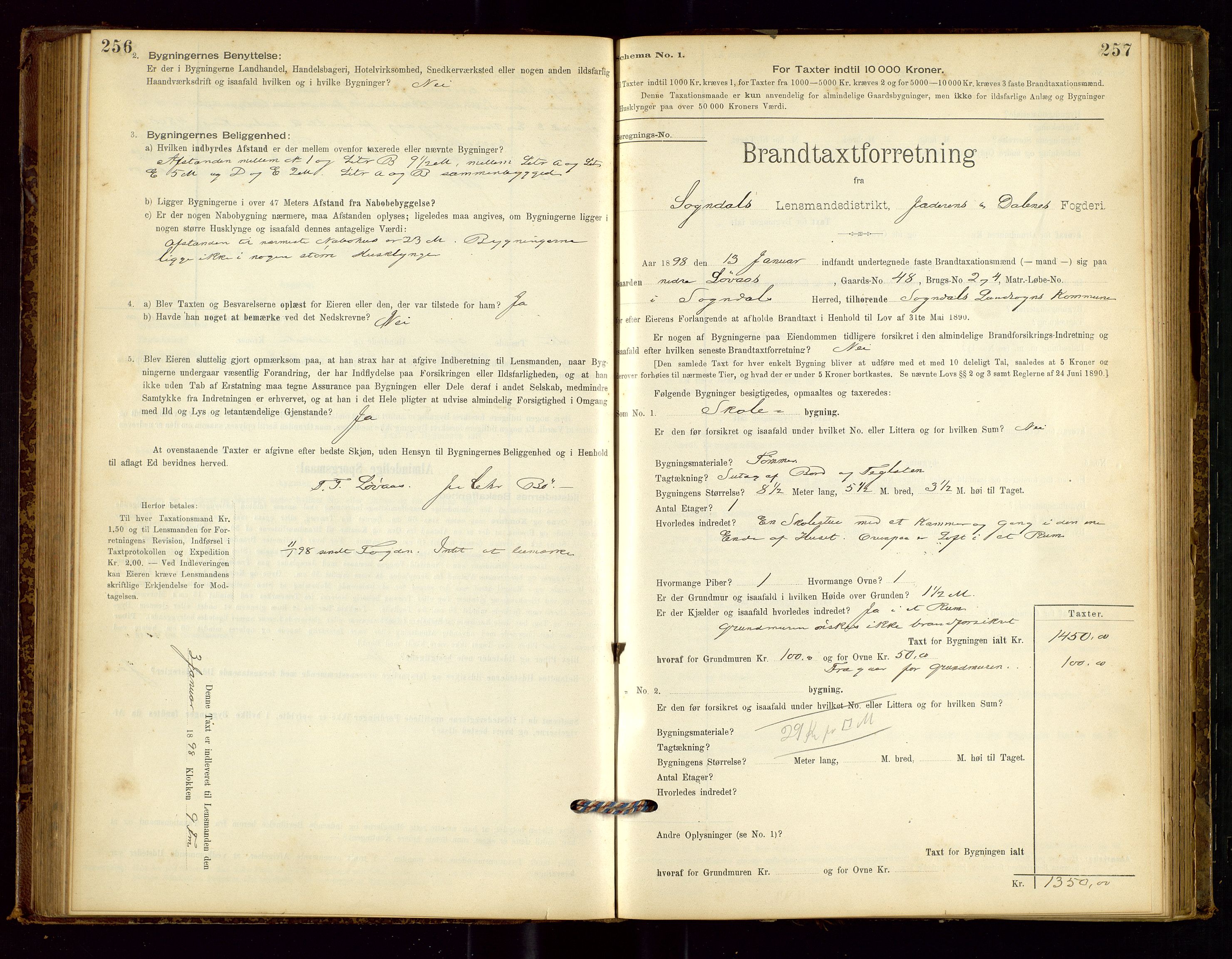 Sokndal lensmannskontor, SAST/A-100417/Gob/L0001: "Brandtaxt-Protokol", 1895-1902, p. 256-257