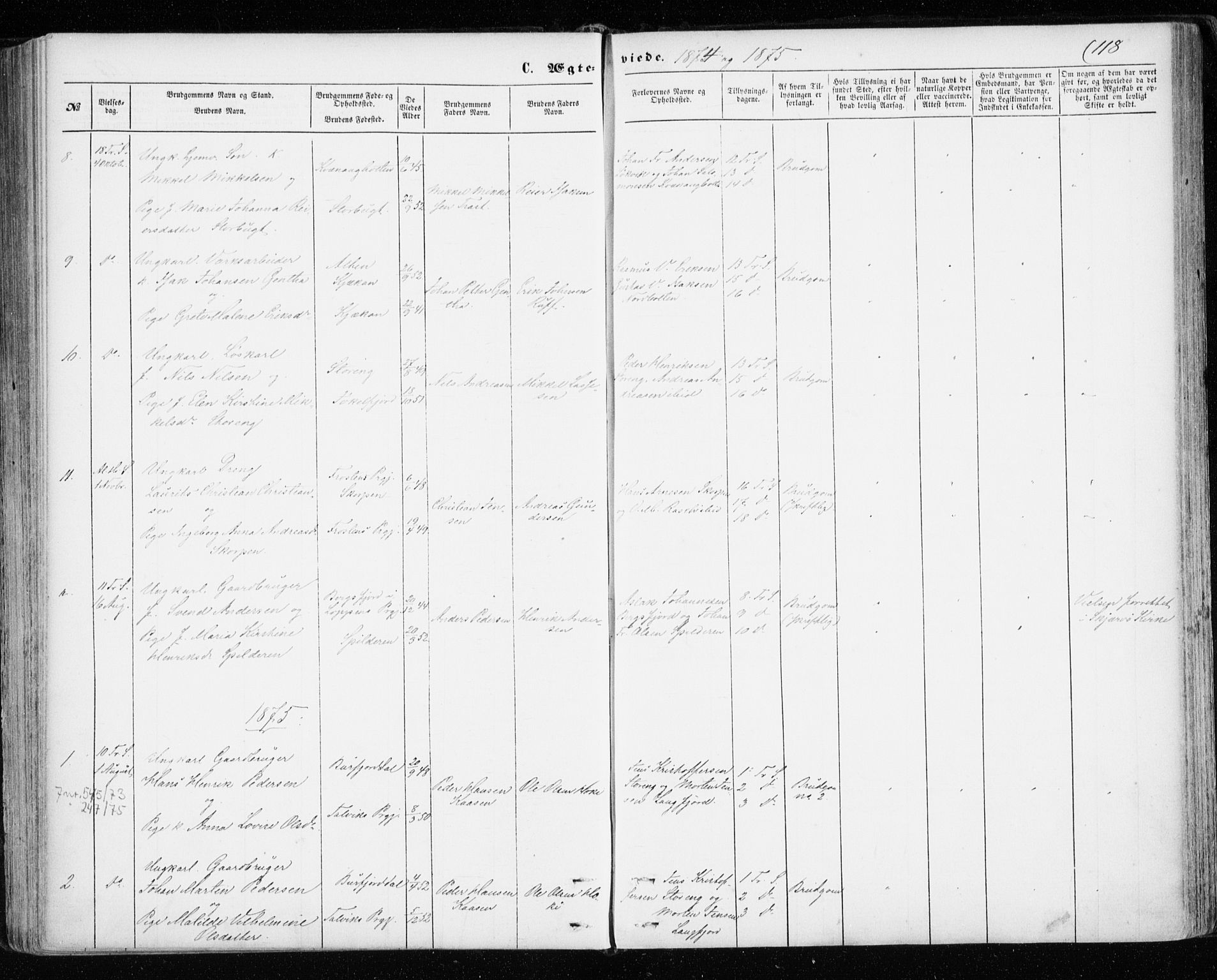 Skjervøy sokneprestkontor, SATØ/S-1300/H/Ha/Haa/L0011kirke: Parish register (official) no. 11, 1861-1877, p. 118