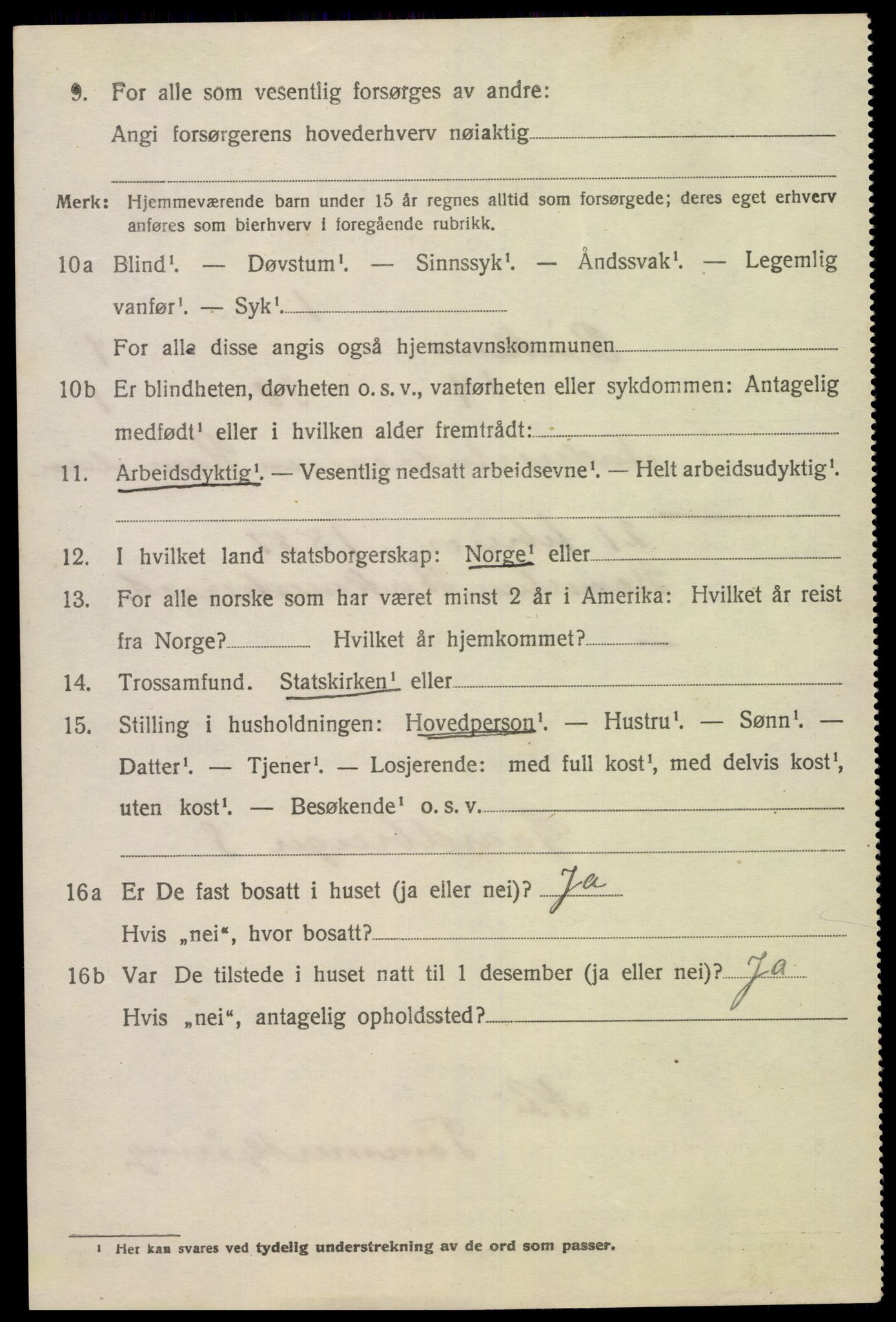 SAK, 1920 census for Birkenes, 1920, p. 4108