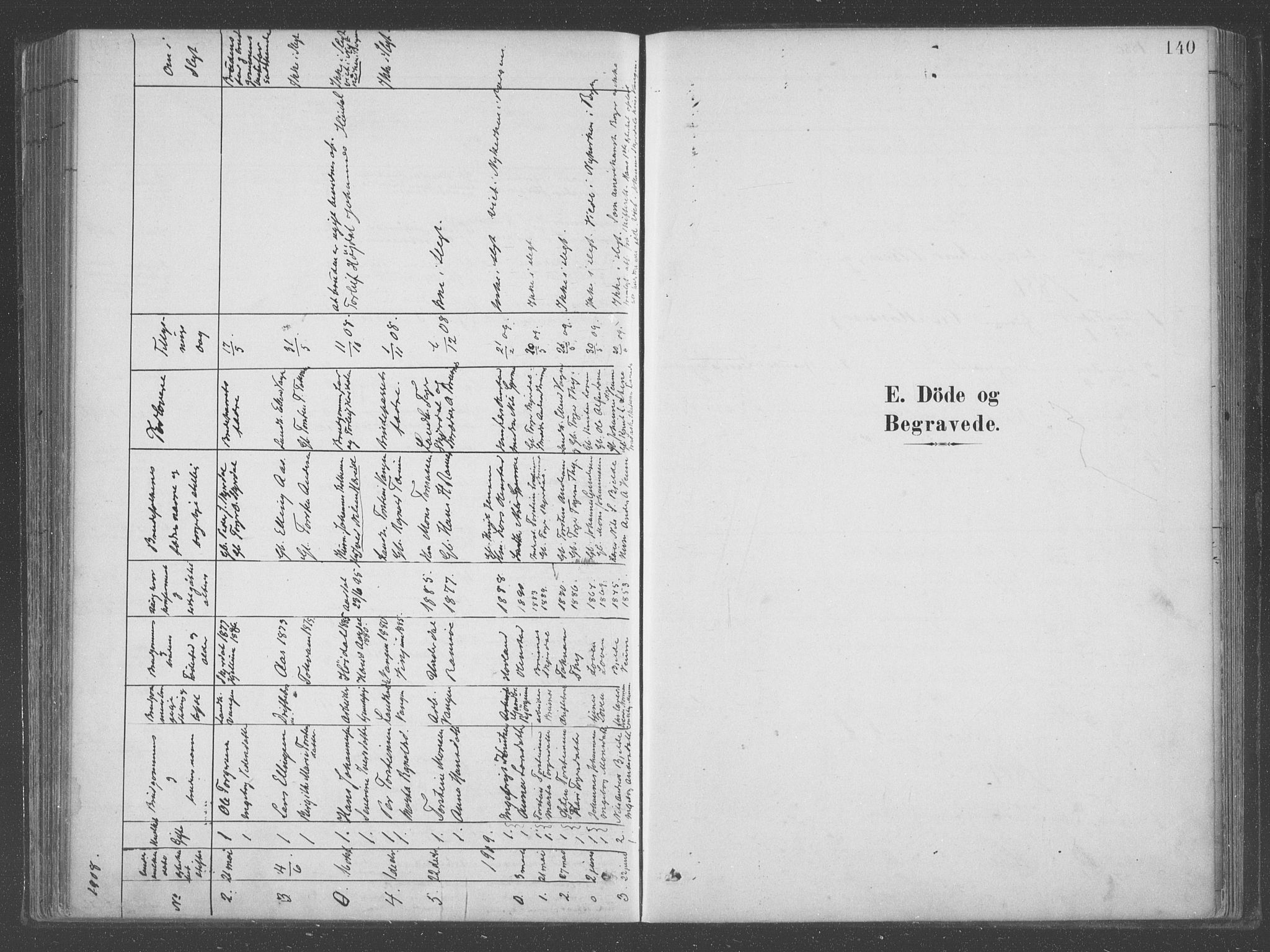 Aurland sokneprestembete, SAB/A-99937/H/Ha/Hab/L0001: Parish register (official) no. B  1, 1880-1909, p. 140