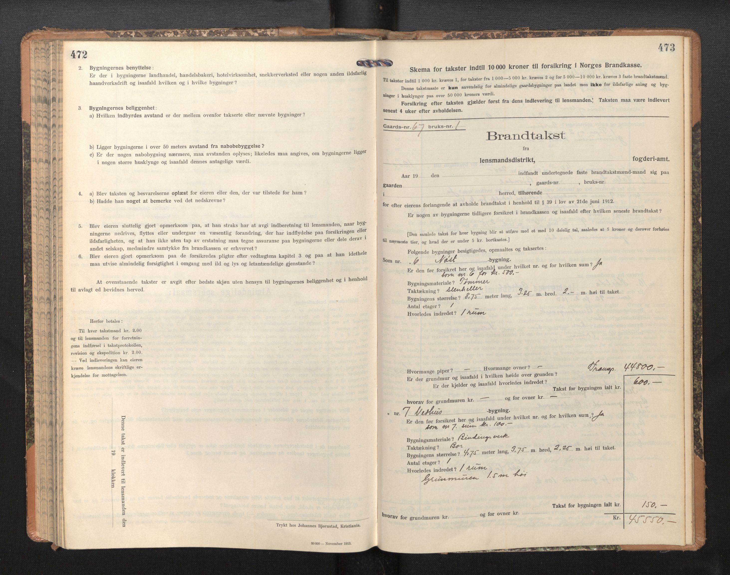 Lensmannen i Sogndal, AV/SAB-A-29901/0012/L0011: Branntakstprotokoll, skjematakst, 1914-1922, p. 472-473