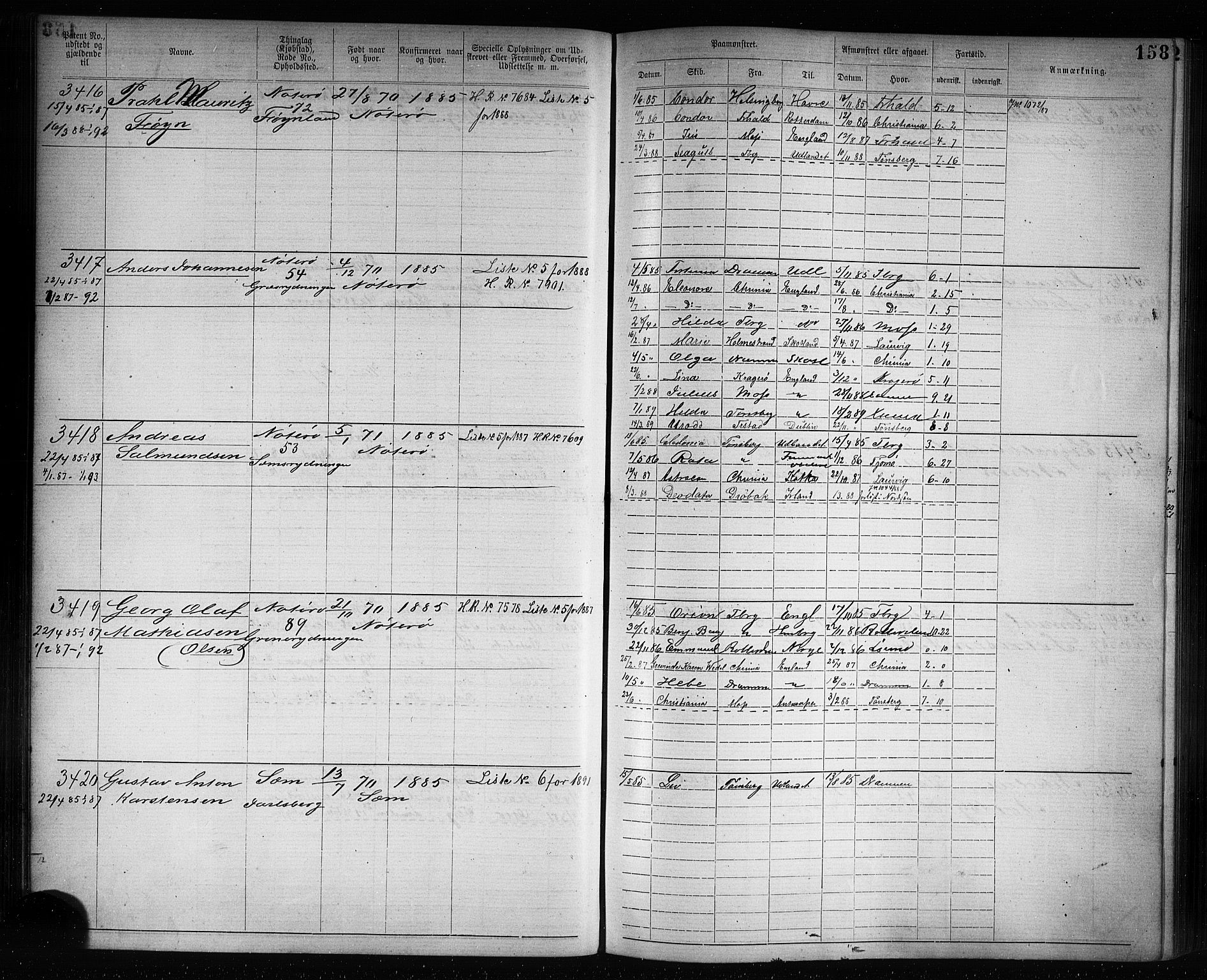 Tønsberg innrulleringskontor, SAKO/A-786/F/Fb/L0007: Annotasjonsrulle Patent nr. 2636-5150, 1881-1892, p. 159