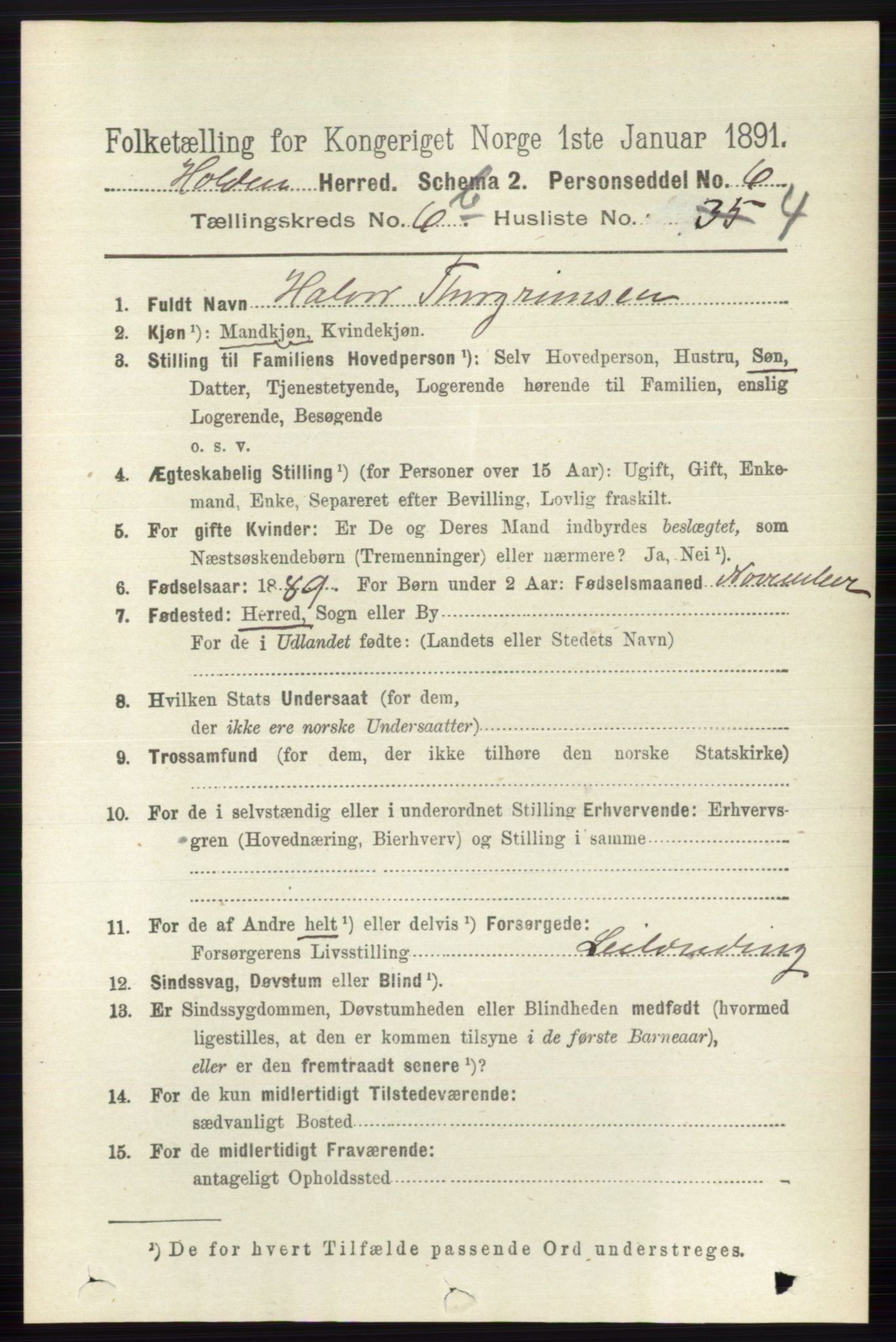 RA, 1891 census for 0819 Holla, 1891, p. 3195