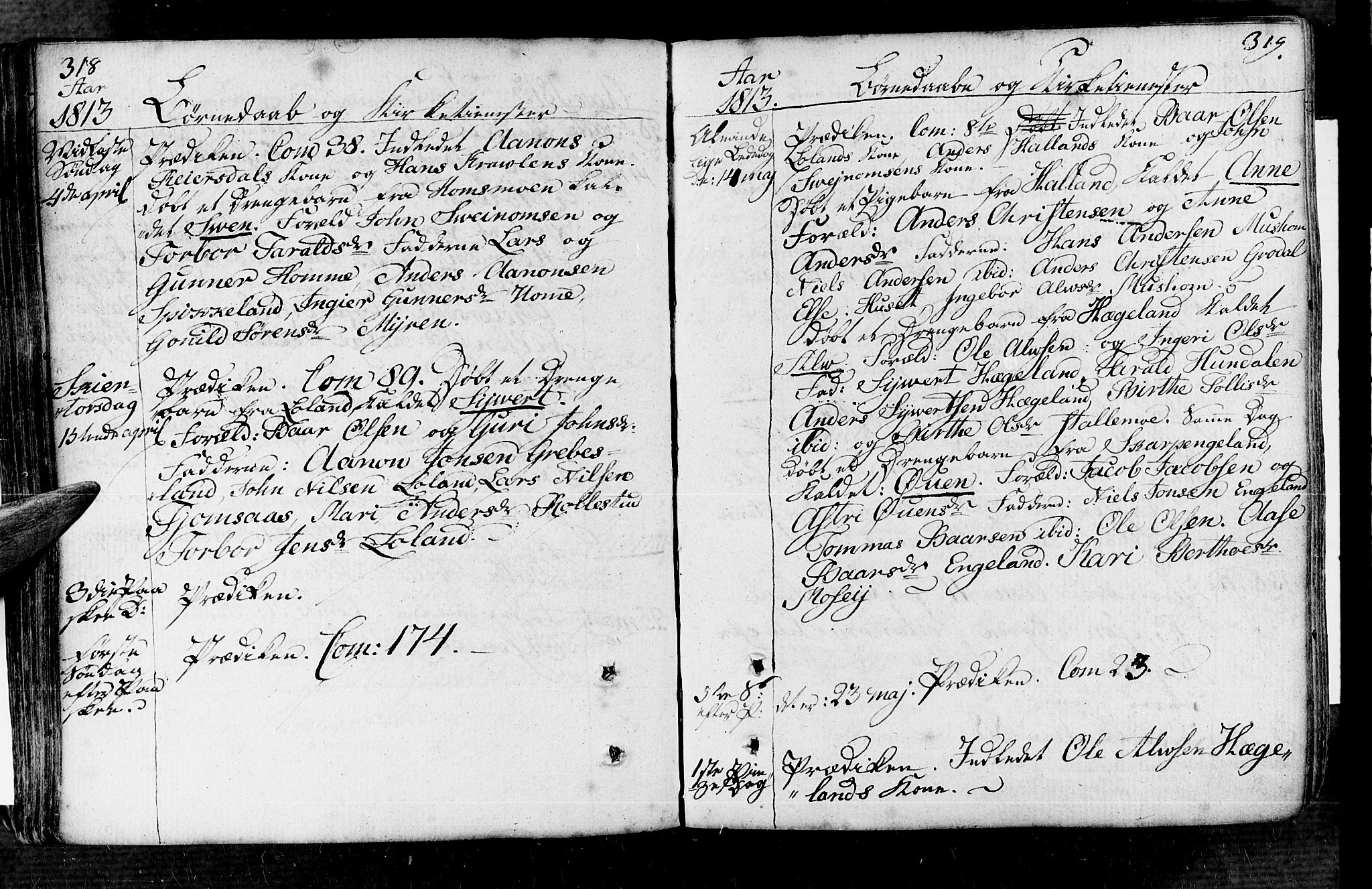 Vennesla sokneprestkontor, AV/SAK-1111-0045/Fa/Fac/L0002: Parish register (official) no. A 2, 1785-1834, p. 318-319