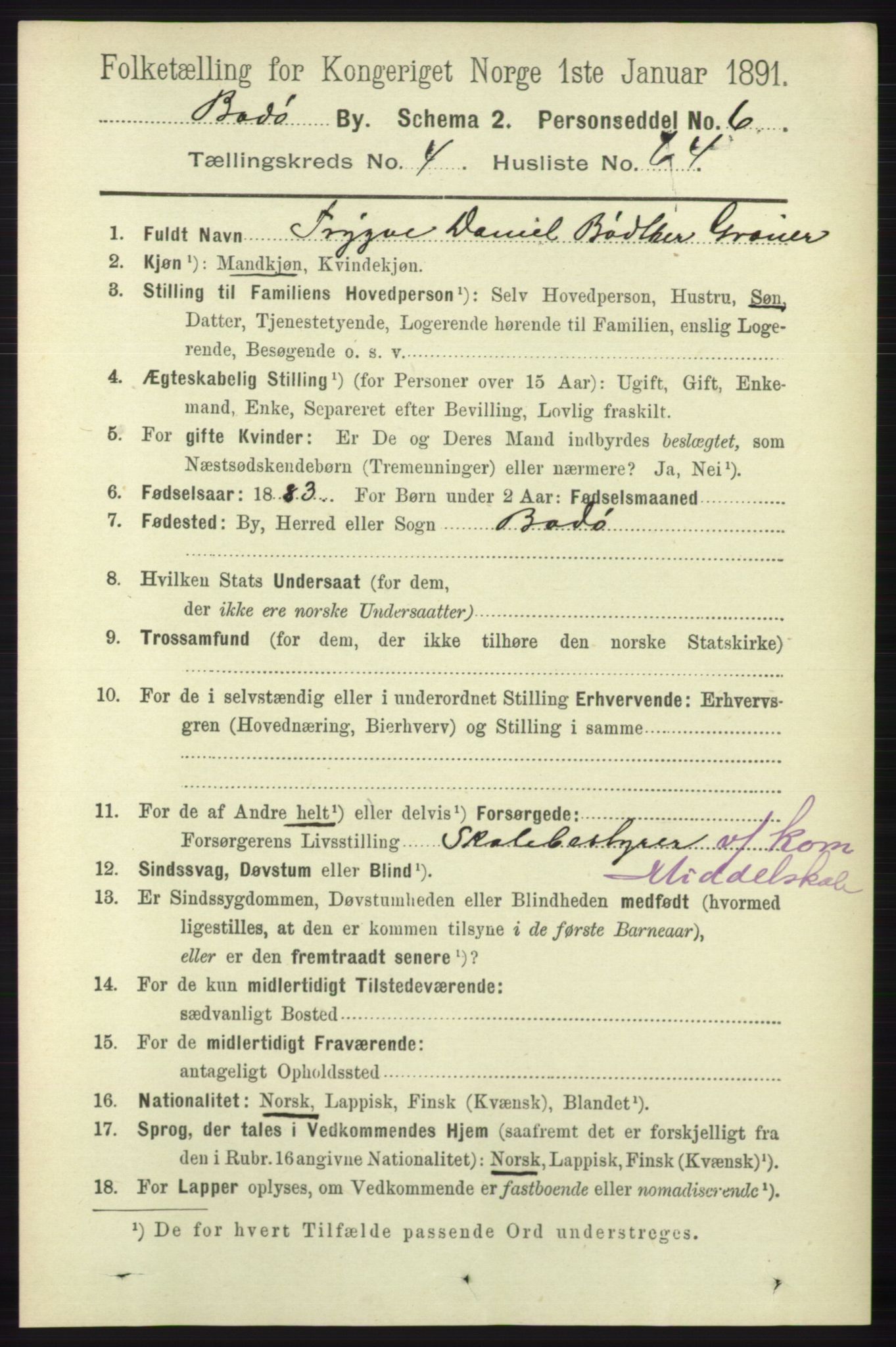 RA, 1891 census for 1804 Bodø, 1891, p. 3793