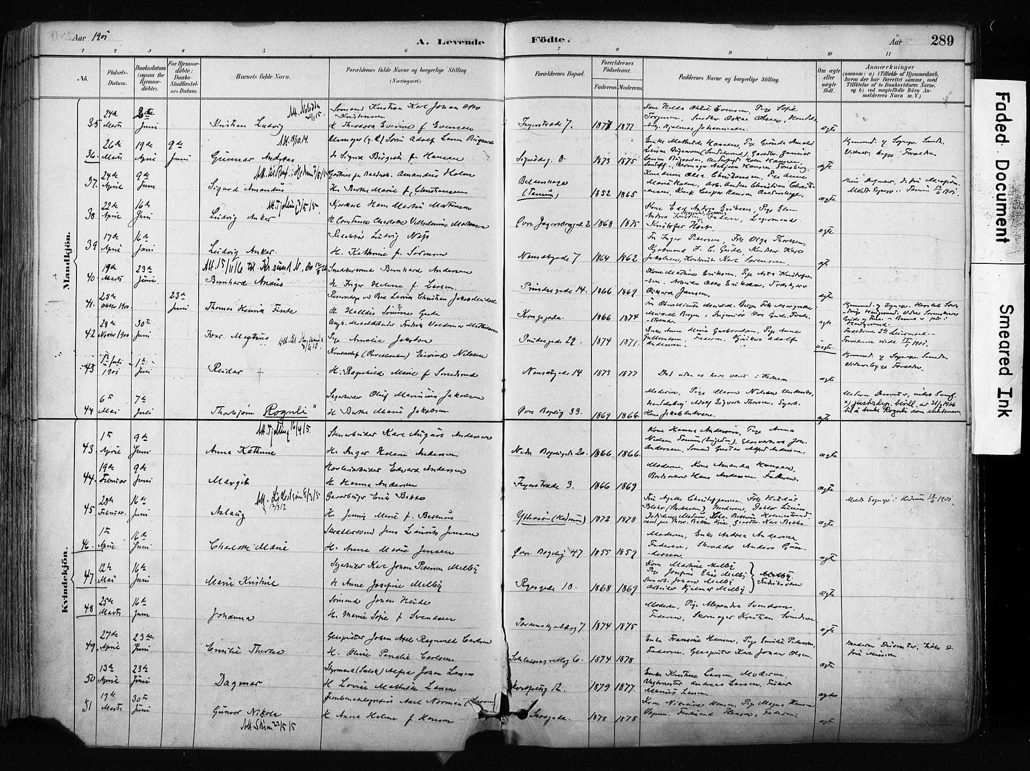 Larvik kirkebøker, SAKO/A-352/F/Fa/L0009: Parish register (official) no. I 9, 1884-1904, p. 289