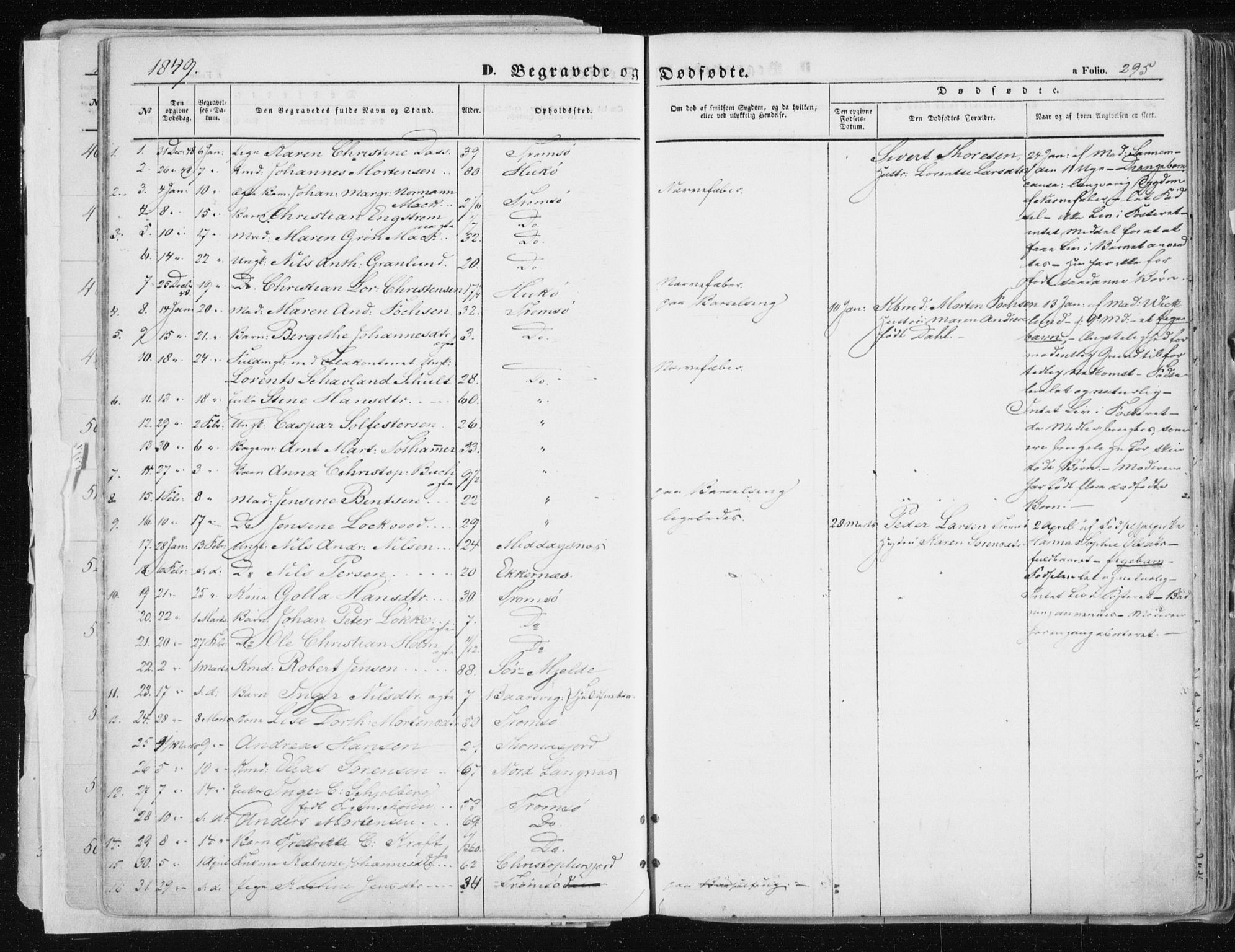 Tromsø sokneprestkontor/stiftsprosti/domprosti, SATØ/S-1343/G/Ga/L0010kirke: Parish register (official) no. 10, 1848-1855, p. 295