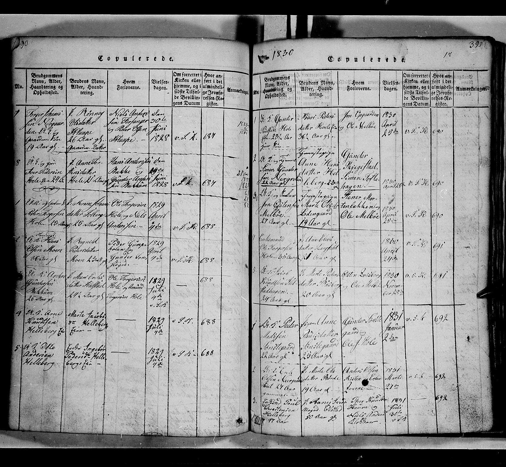 Gausdal prestekontor, SAH/PREST-090/H/Ha/Hab/L0002: Parish register (copy) no. 2, 1818-1874, p. 390-391