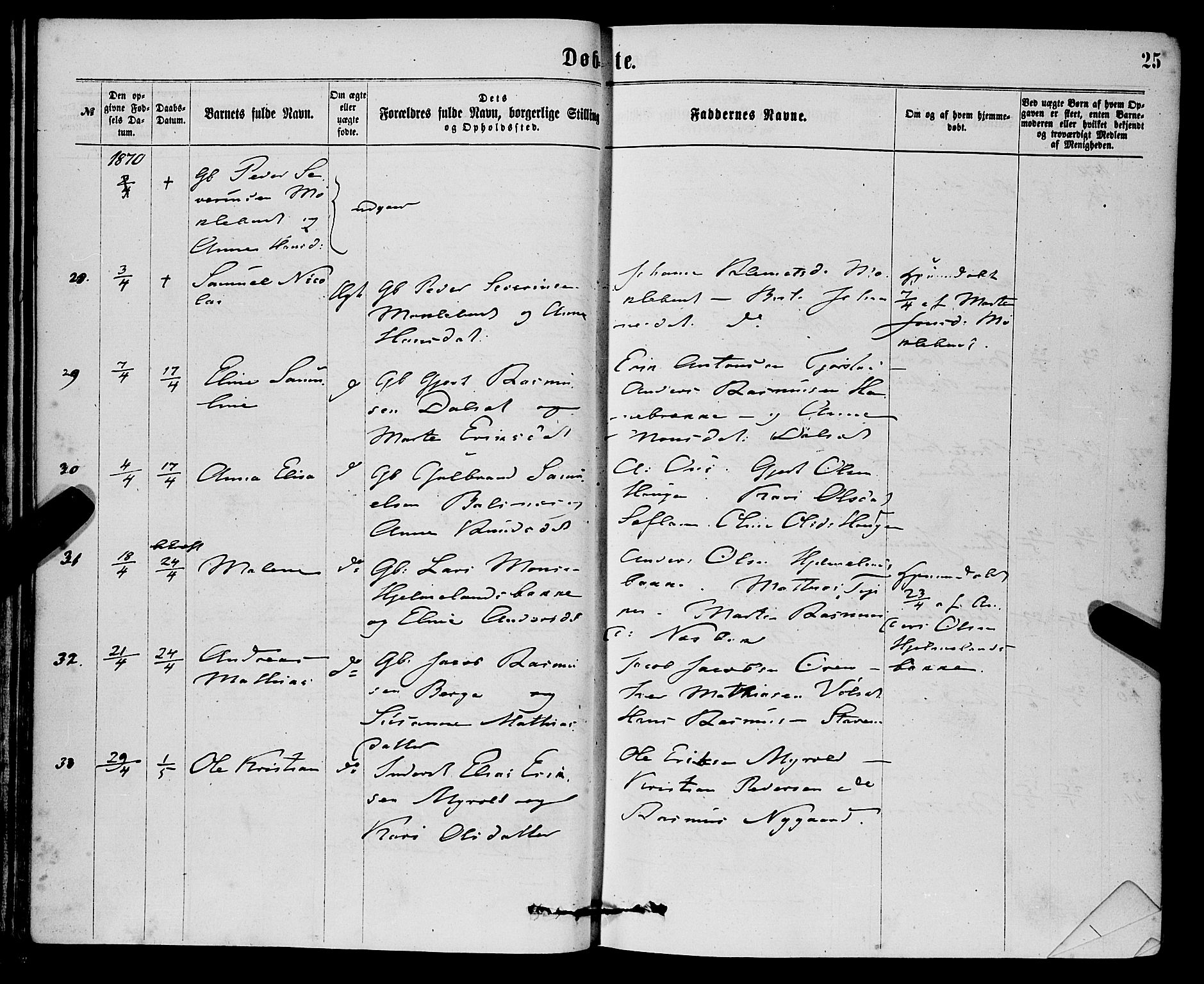 Eid sokneprestembete, AV/SAB-A-82301/H/Haa/Haaa/L0010: Parish register (official) no. A 10, 1867-1878, p. 25