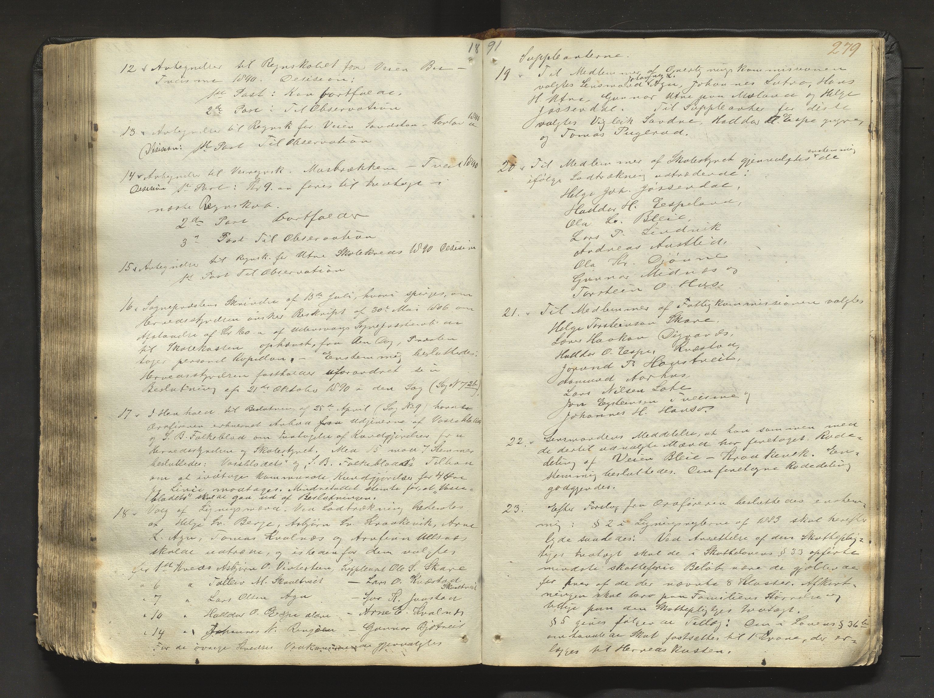 Ullensvang herad. Formannskapet , IKAH/1231b-021/A/Aa/L0001: Møtebok for formannskap og heradsstyre, 1838-1893, p. 279