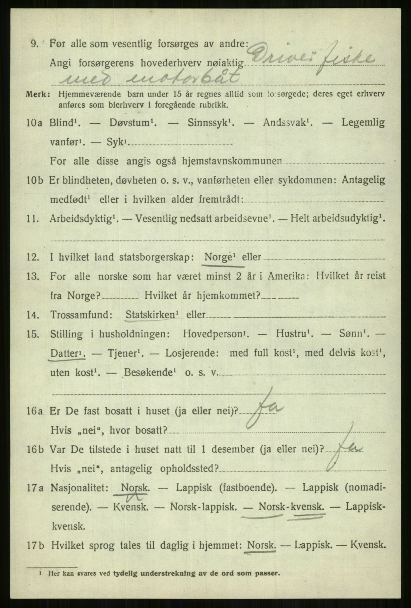 SATØ, 1920 census for Lyngen, 1920, p. 8994